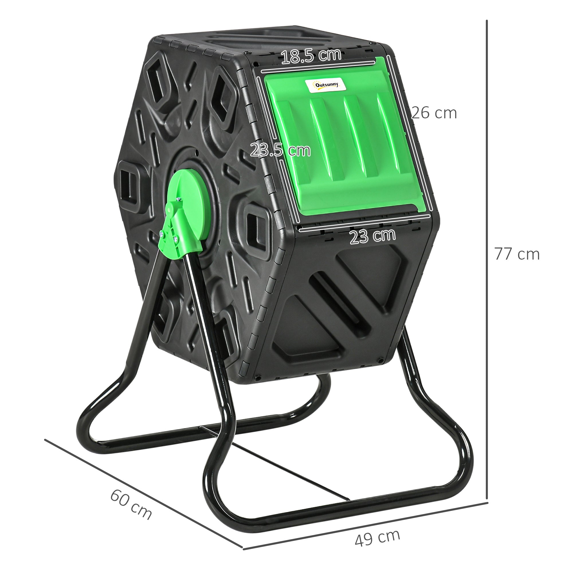 Outsunny 65L Garden Compost Bin, Single Chamber Rotating Composter, Compost Maker with 48 Ventilation Openings and Steel Legs - North Peak Garden Furniture