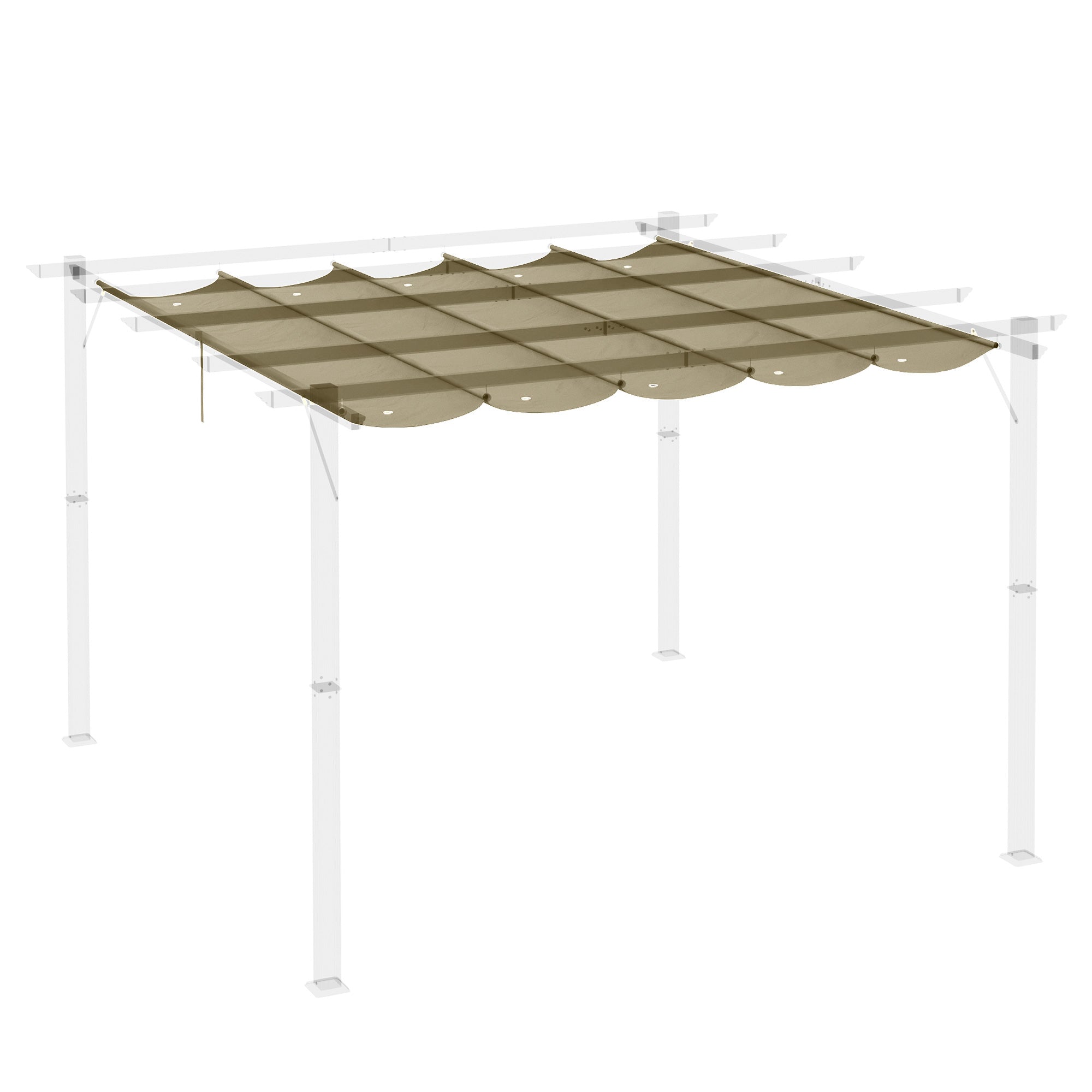 Outsunny Retractable Pergola Shade Cover, Replacement Canopy Fabric for 3 x 3 (m) Pergola, Gazebo Retractable Roof, Tan - North Peak Garden Furniture