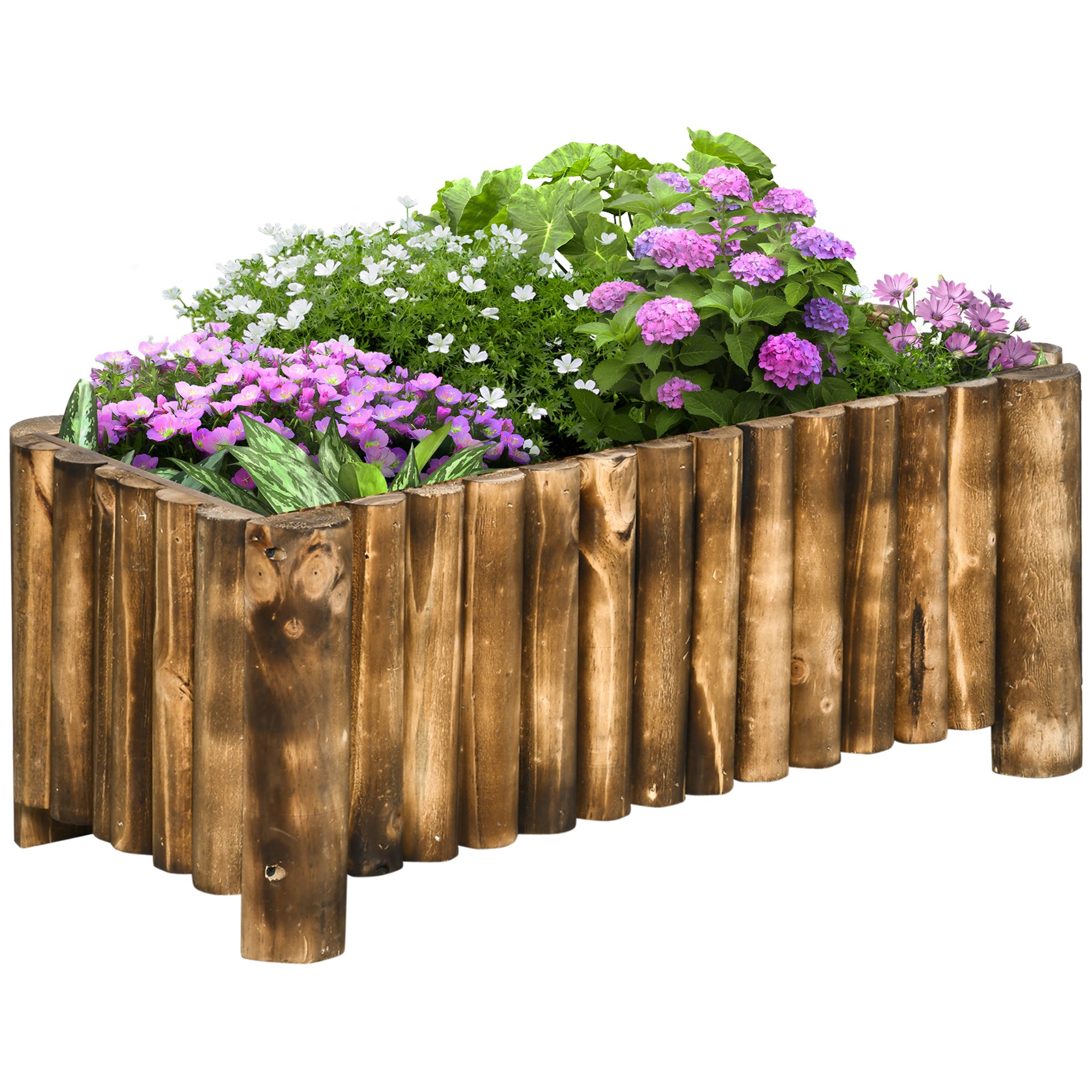 Outsunny 52L Raised Flower Bed Wooden Rectangualr Planter Container Box Herb Pot Flower Pot 78L x 35W x 30H (cm) - North Peak Garden Furniture