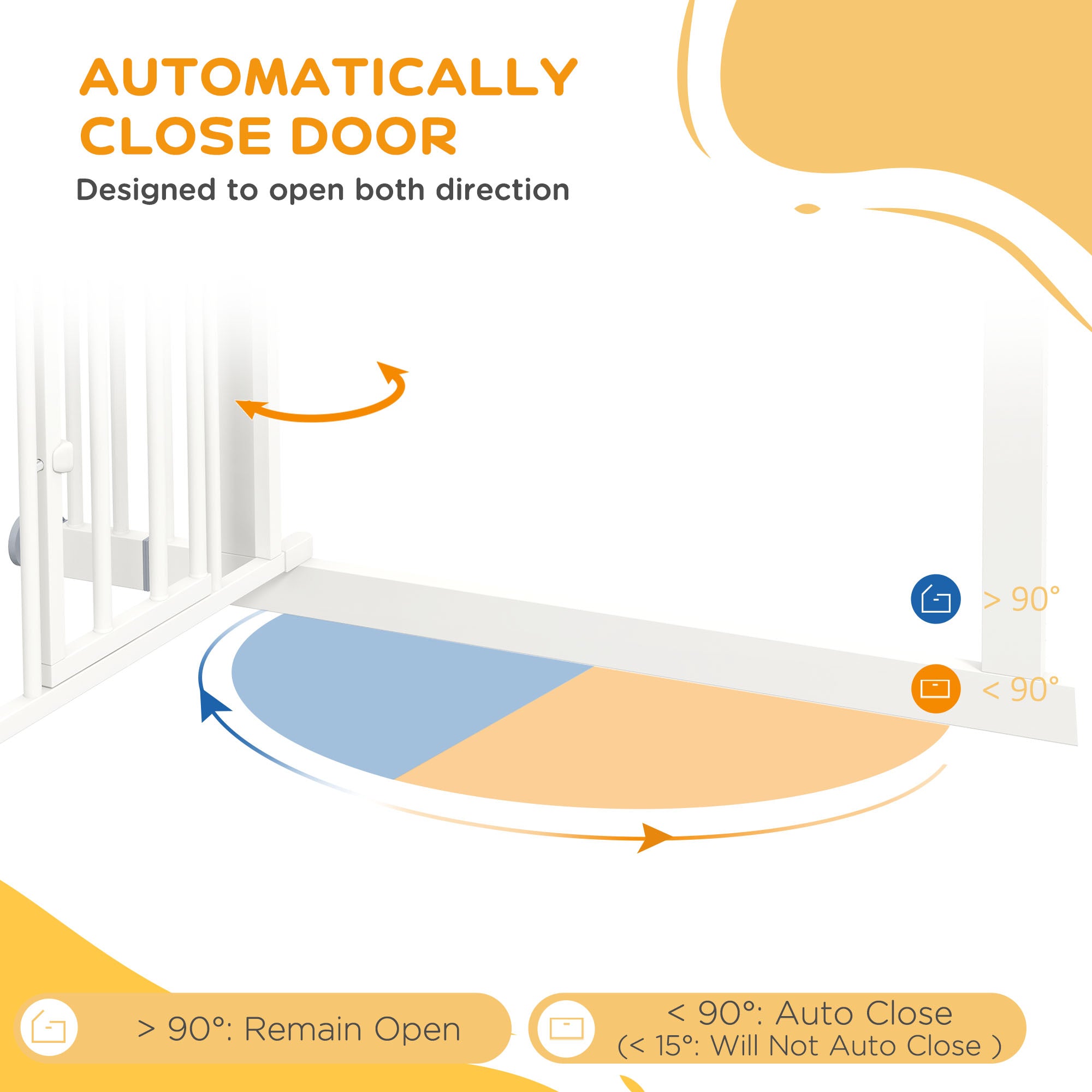 PawHut Extra Tall Pet Gate, Indoor Dog Safety Gate, with Cat Flap, Auto Close, 74-101cm Wide - White - North Peak Garden Furniture