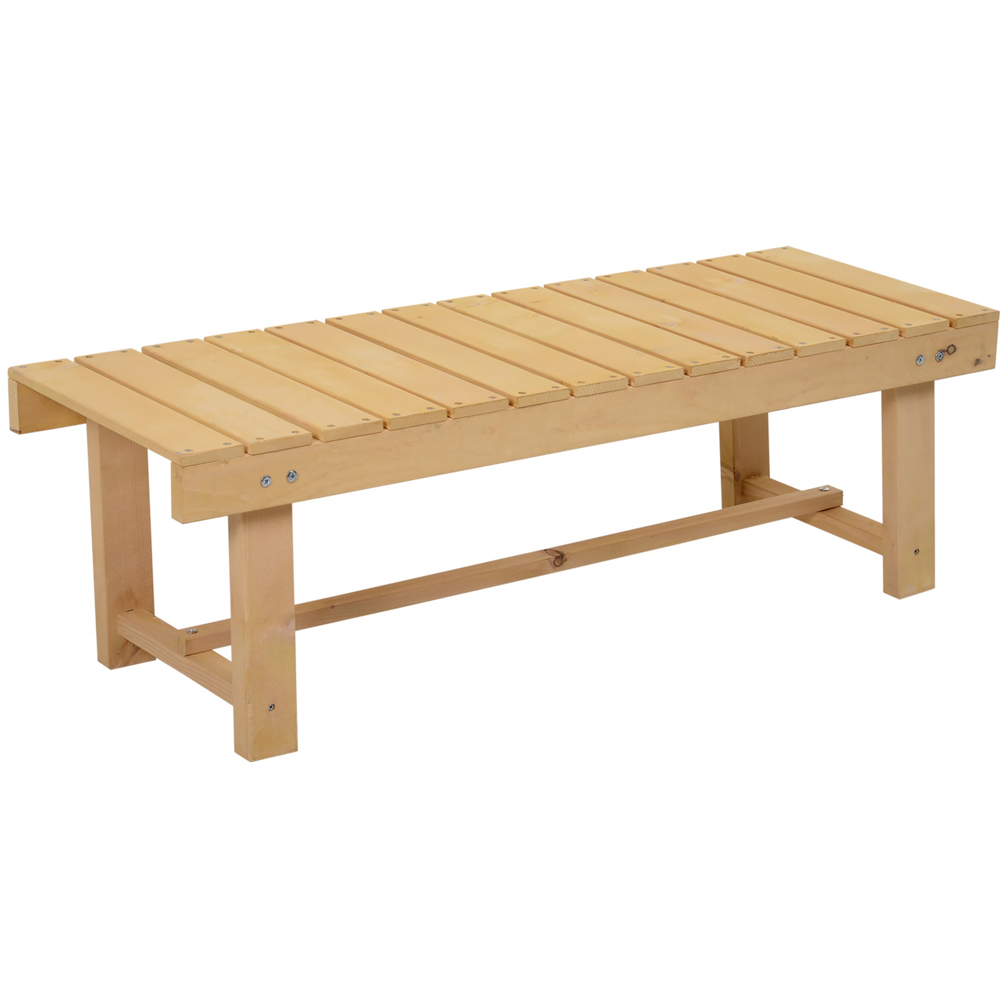 Outsunny 3 Pieces 2-seater Outdoor Indoor Garden Wooden Bench Fir Patio Loveseat, 110L x 38W x 35Hcm, Natural