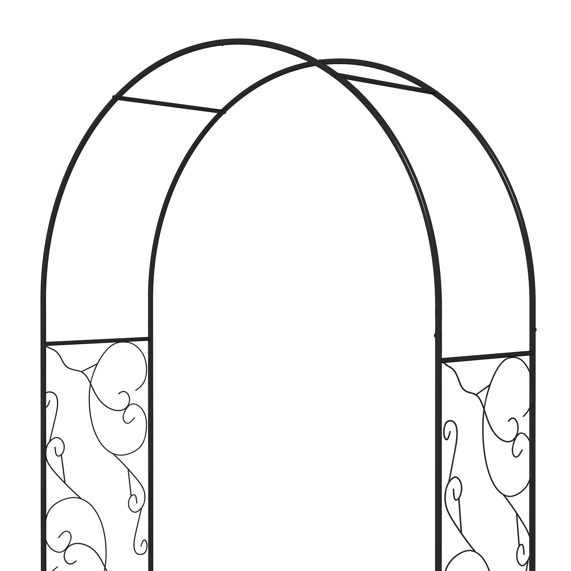 Outsunny Outdoor Garden Arch with Double Gates, Metal Garden Arbor for Climbing Plants, Roses, Vines, Wedding Arch for Outdoor, 125L x 38W x 227H cm, Black - North Peak Garden Furniture