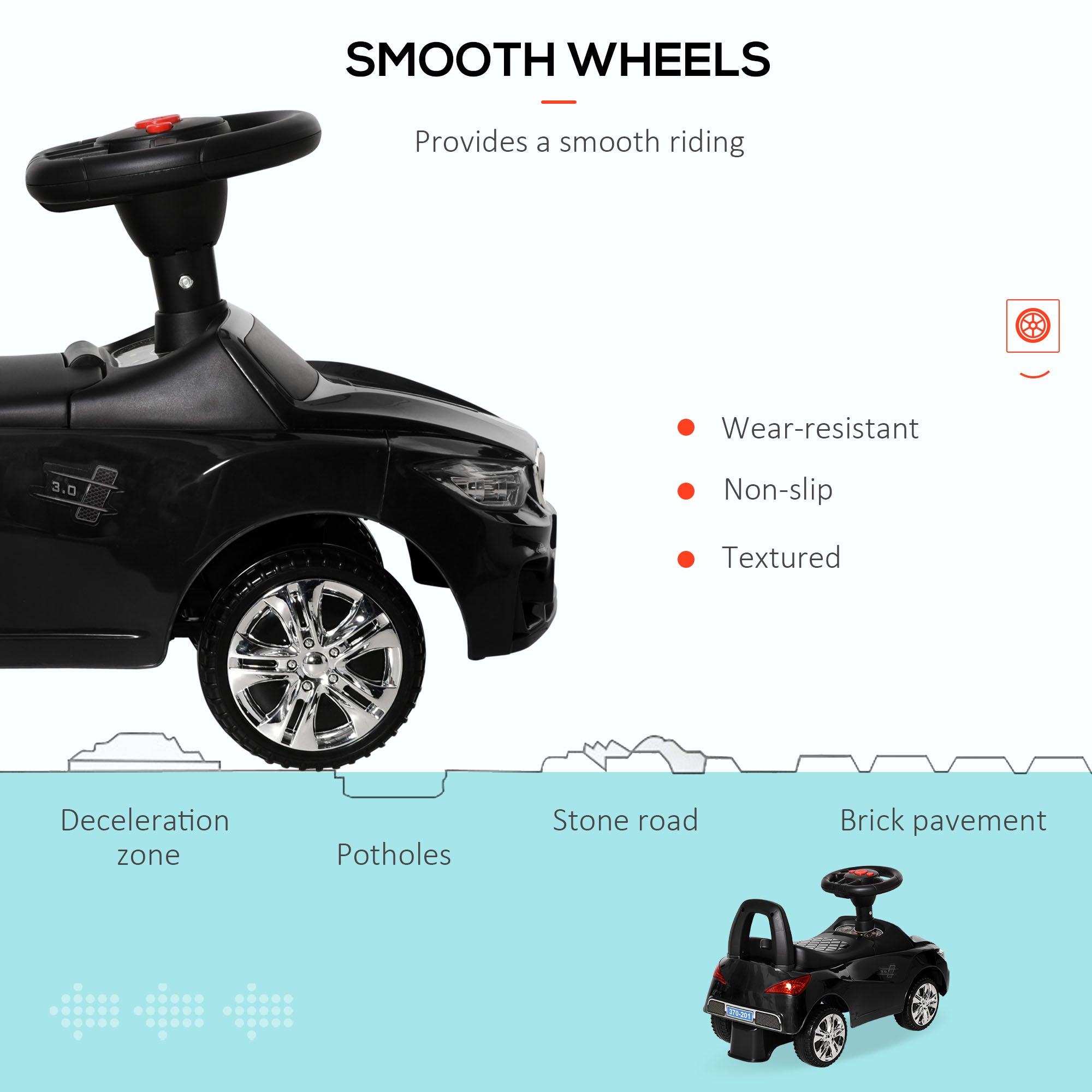 HOMCOM Ride on Car Baby Toddler Walker Foot to Floor Sliding Car Slider Black - North Peak Garden Furniture