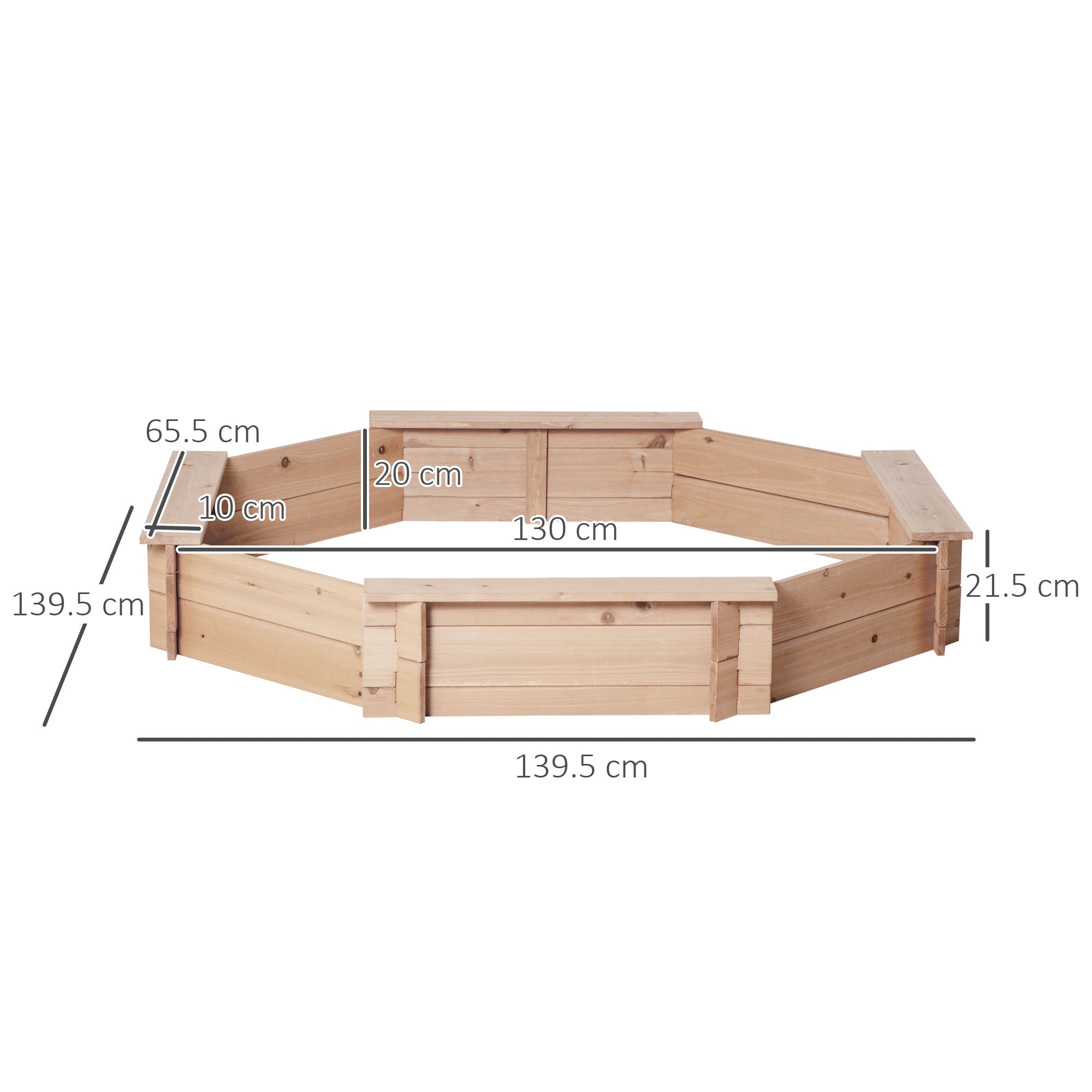 Outsunny Kids Wooden Sand Pit Children Sandbox with Cover Outdoor Playset for Backyard for 3-8 years 139.5 x 139.5 x 21.5 cm - North Peak Garden Furniture