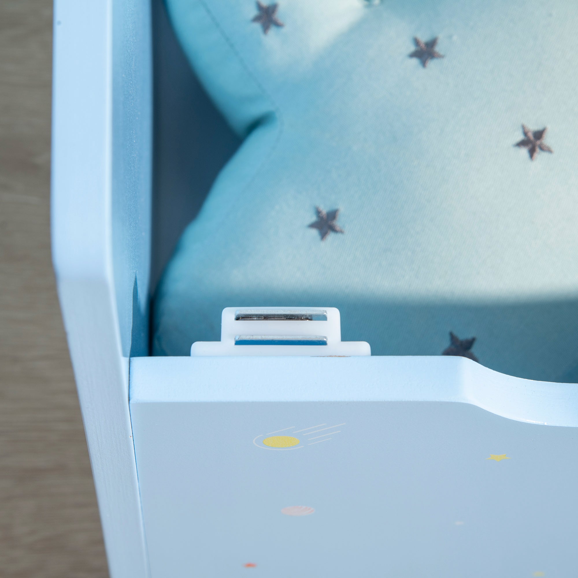 ZONEKIZ 2 In 1 Kids Storage Bench, Toy Box w/ Safety Rod - Blue - North Peak Garden Furniture