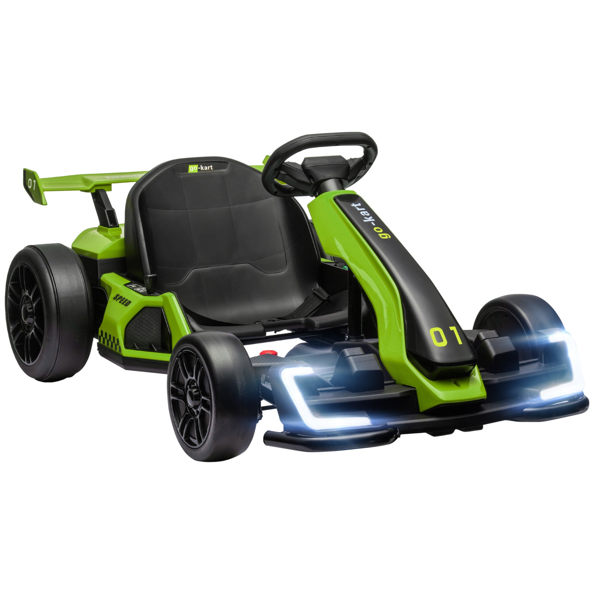HOMCOM 24V Electric Go Kart for Kids with Adjustable Seat for 6-12 Years, Green - North Peak Garden Furniture