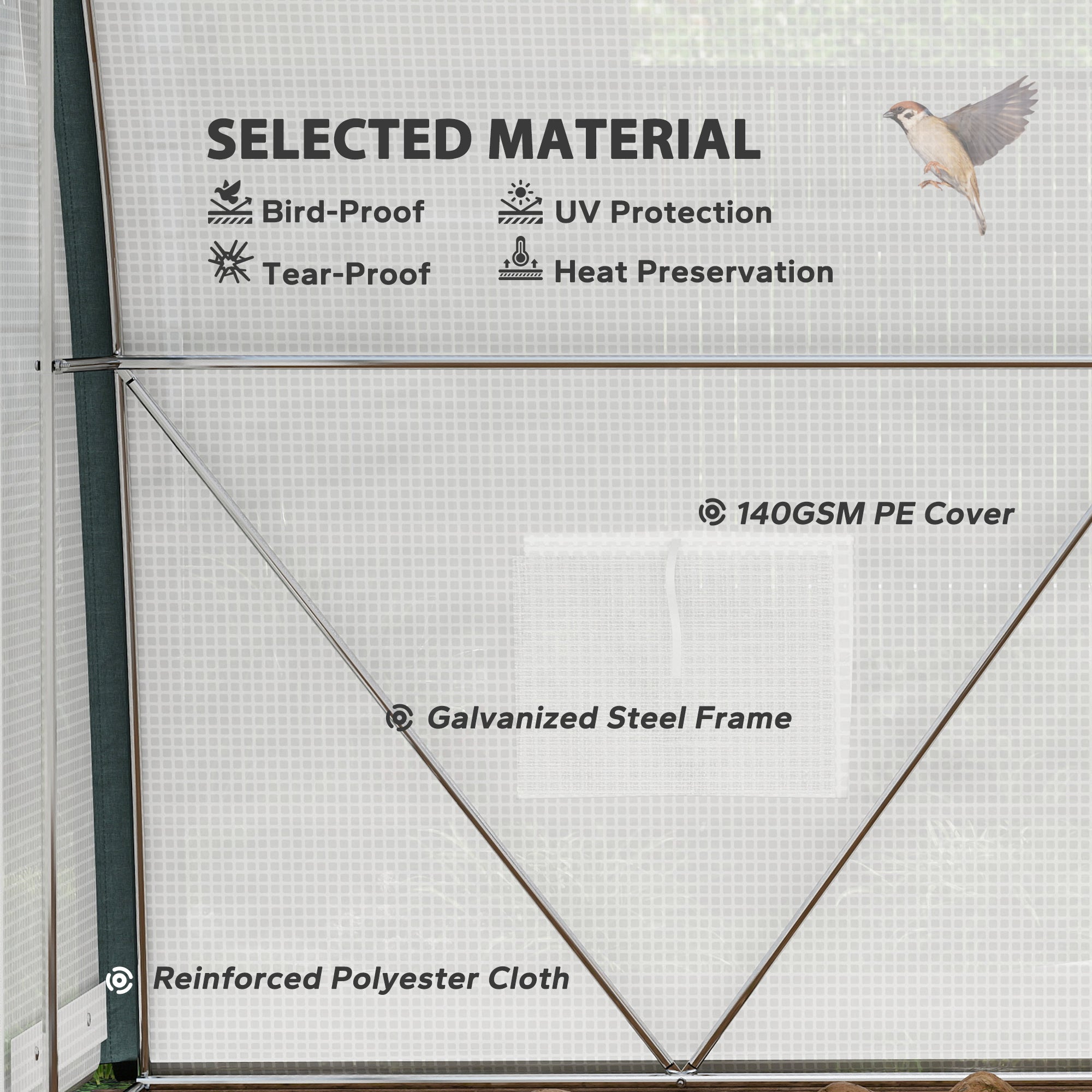 Outsunny 3 x 2(m) Walk-In Tunnel Greenhouse, with Accessories - White - North Peak Garden Furniture