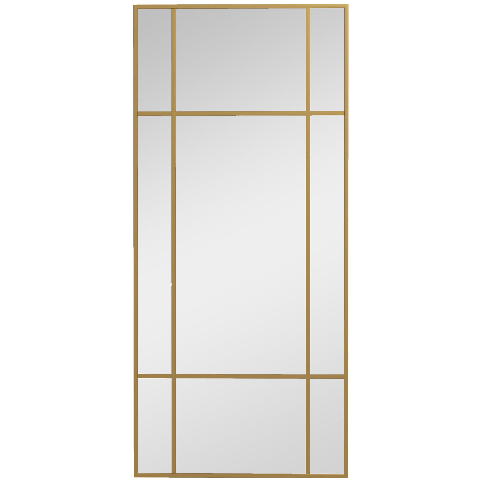 HOMCOM Decorative Grid Wall Mirror, with Back Hooks - Gold Tone - North Peak Garden Furniture