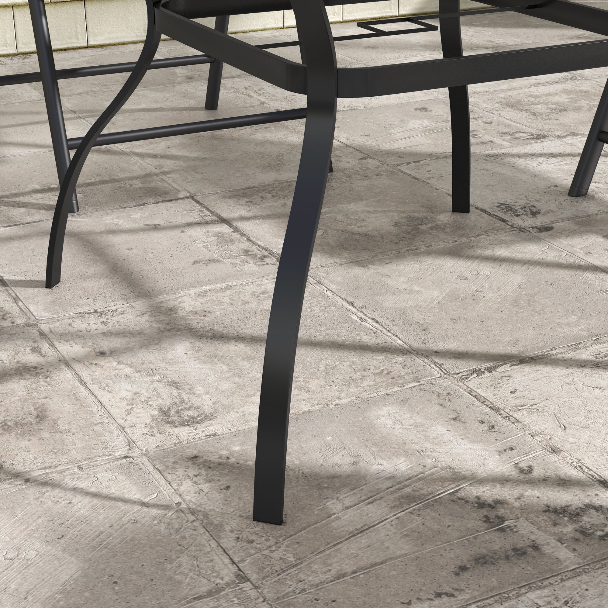 Outsunny Four-Seater Steel Garden Table, with Parasol Hole - Brown/Black - North Peak Garden Furniture