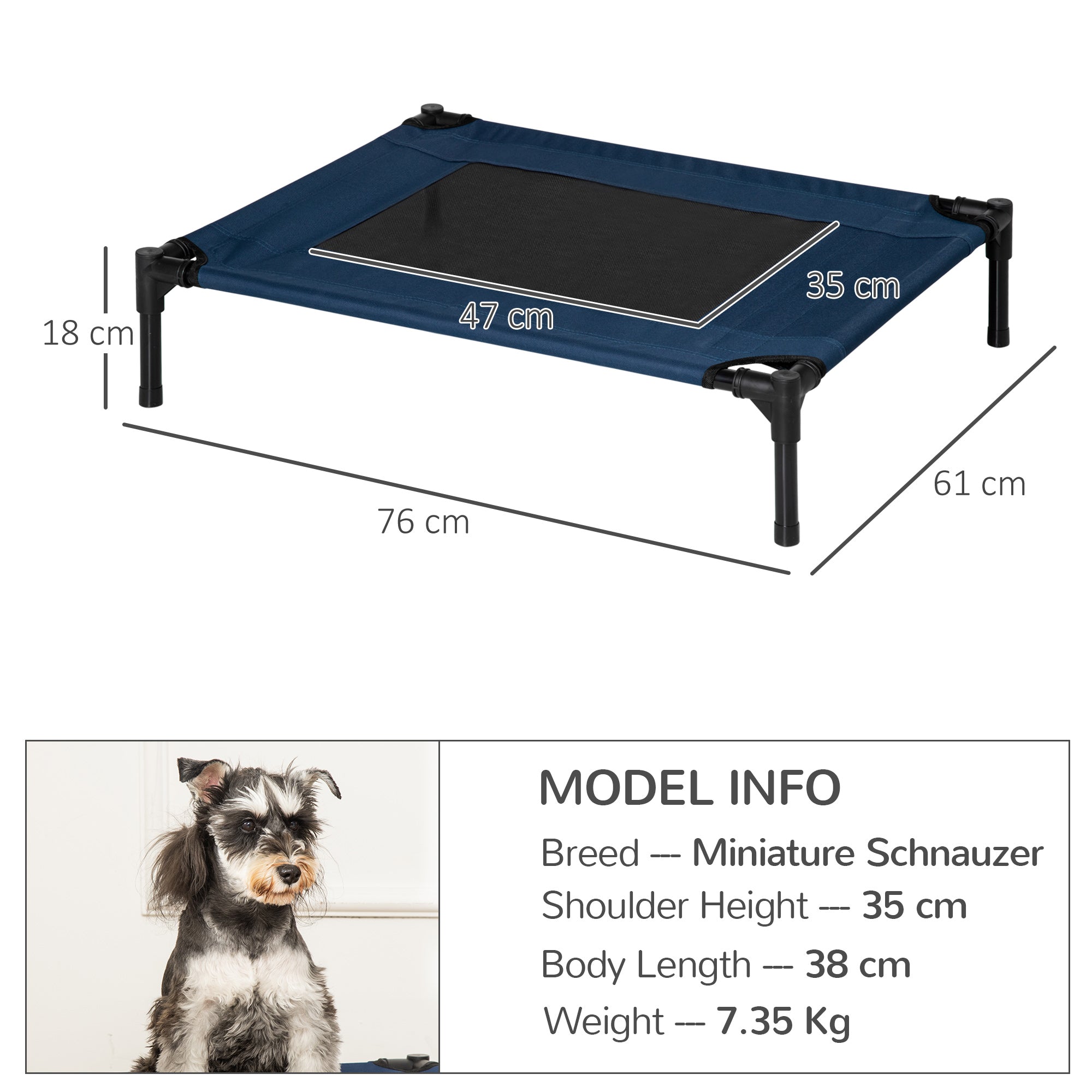 PawHut Raised Dog Bed Cat Elevated Lifted Puppy Pet Elevated Cot Portable Camping Basket – Blue (Medium) - North Peak Garden Furniture
