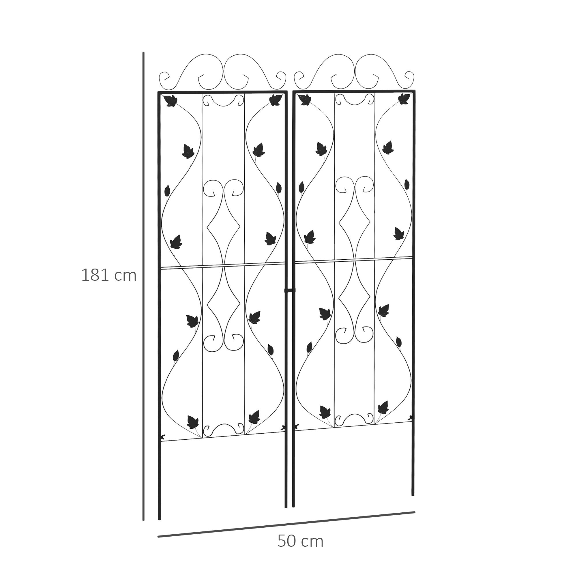 Outsunny Metal Trellis Set of 2, Garden Trellis for Climbing Plants Support Frames, Leaf Design