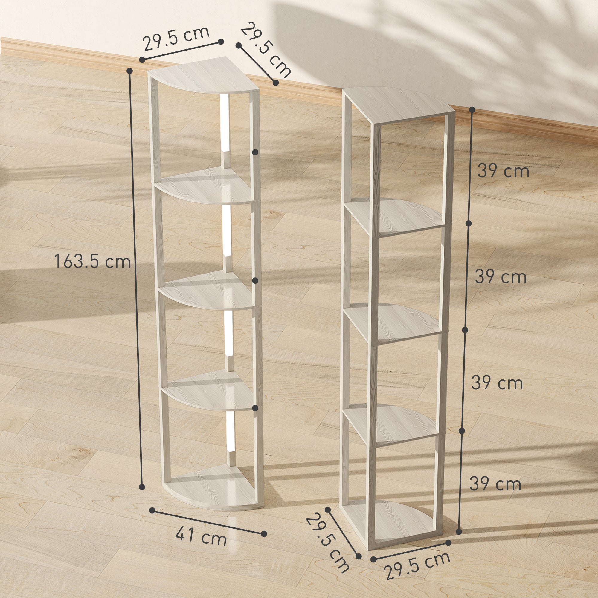 HOMCOM Corner Floor Lamp for Living Room Bedroom with Dimmable Warm White LED Light, Modern Tall Standing Lamp, Oak - North Peak Garden Furniture