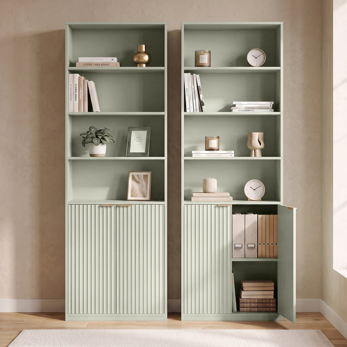 HOMCOM Bookcase Adjustable Shelf Bookshelf Anti-Tip Hardware 6-Tier, Light Green