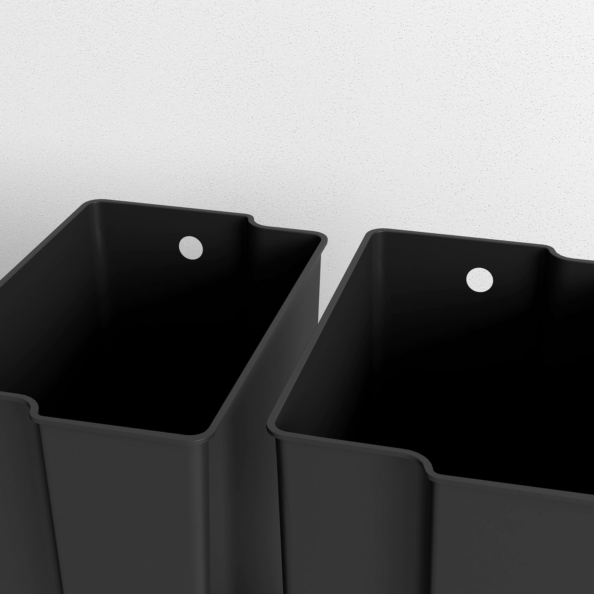HOMCOM 50L Dual Compartment Stainless Steel Bin, with Deodoriser Holders - Black - North Peak Garden Furniture