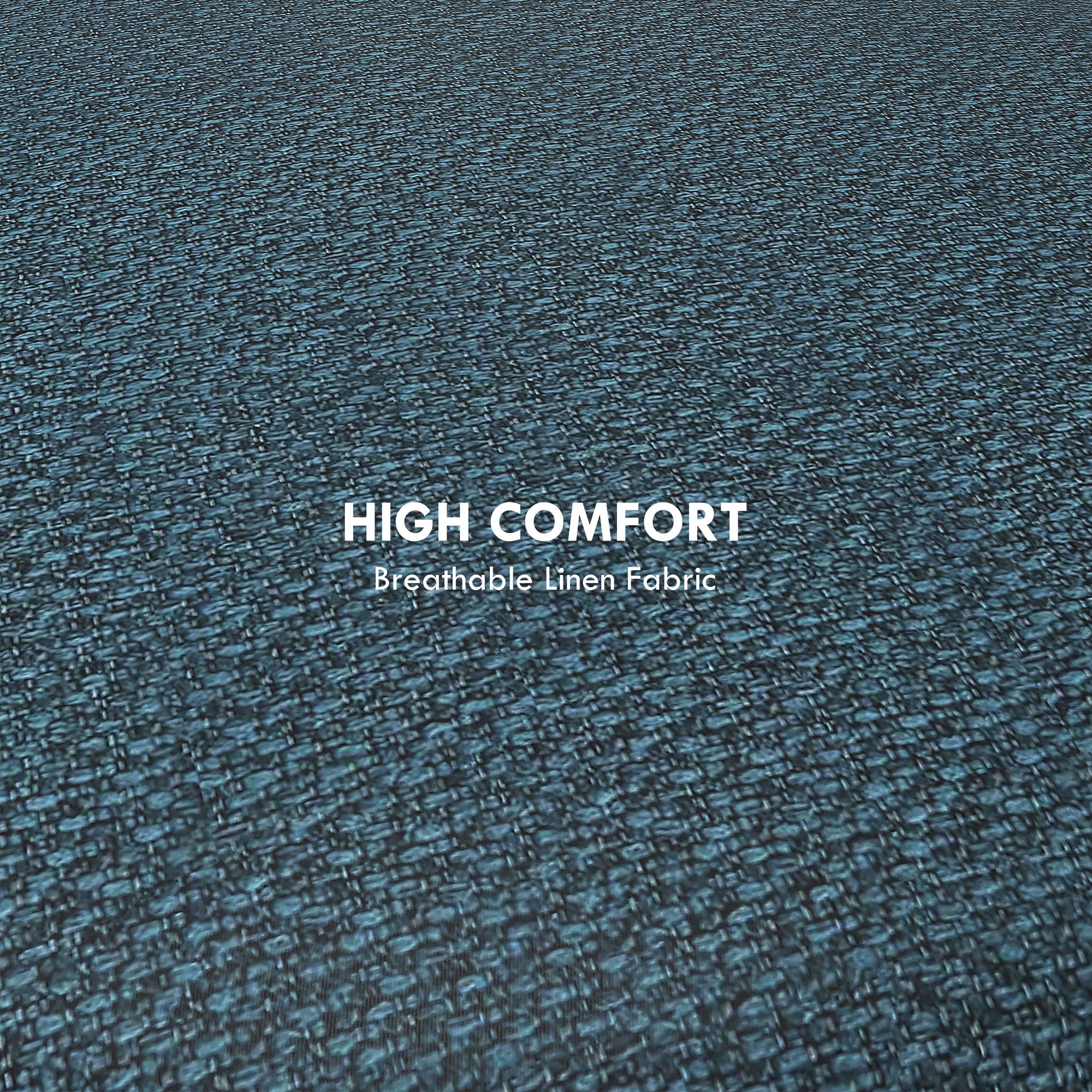 HOMCOM Round Linen-Look Storage Ottoman - Blue - North Peak Garden Furniture
