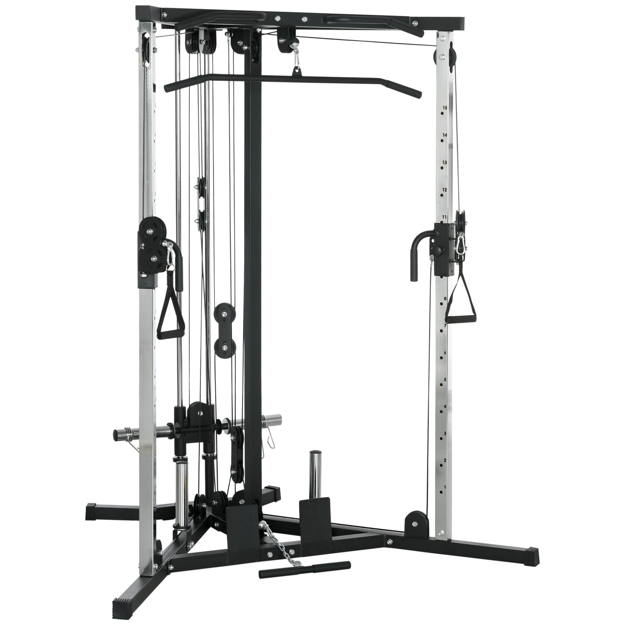 SPORTNOW Home Gym Machine, Multifunctional Gym Equipment with High and Low Pulleys, Pull Up Bar, 15-Position Adjustable Strength Training Workout Station for Full Body Fitness - North Peak Garden Furniture