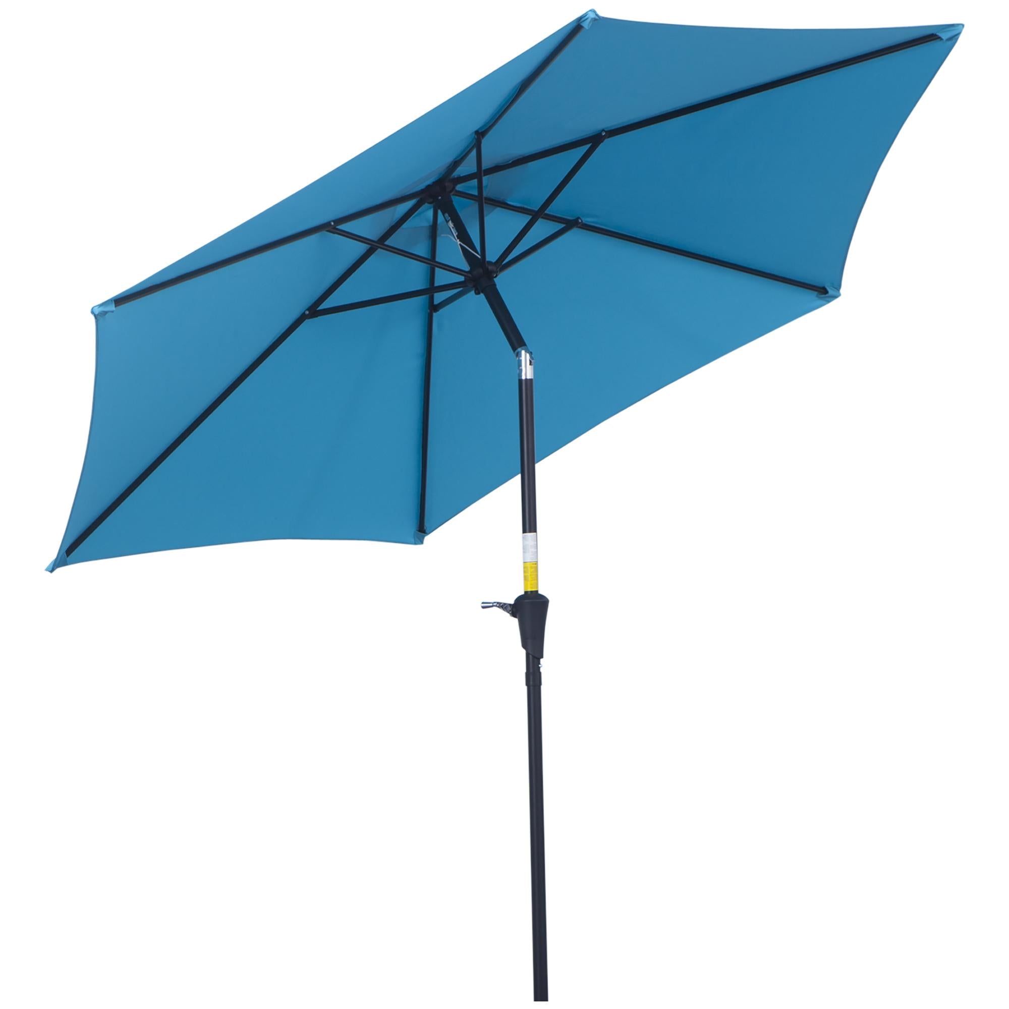 Outsunny 2.7M Garden Parasol Umbrella with Tilt and Crank, Outdoor Sun Parasol Sunshade Shelter with Aluminium Frame, Blue