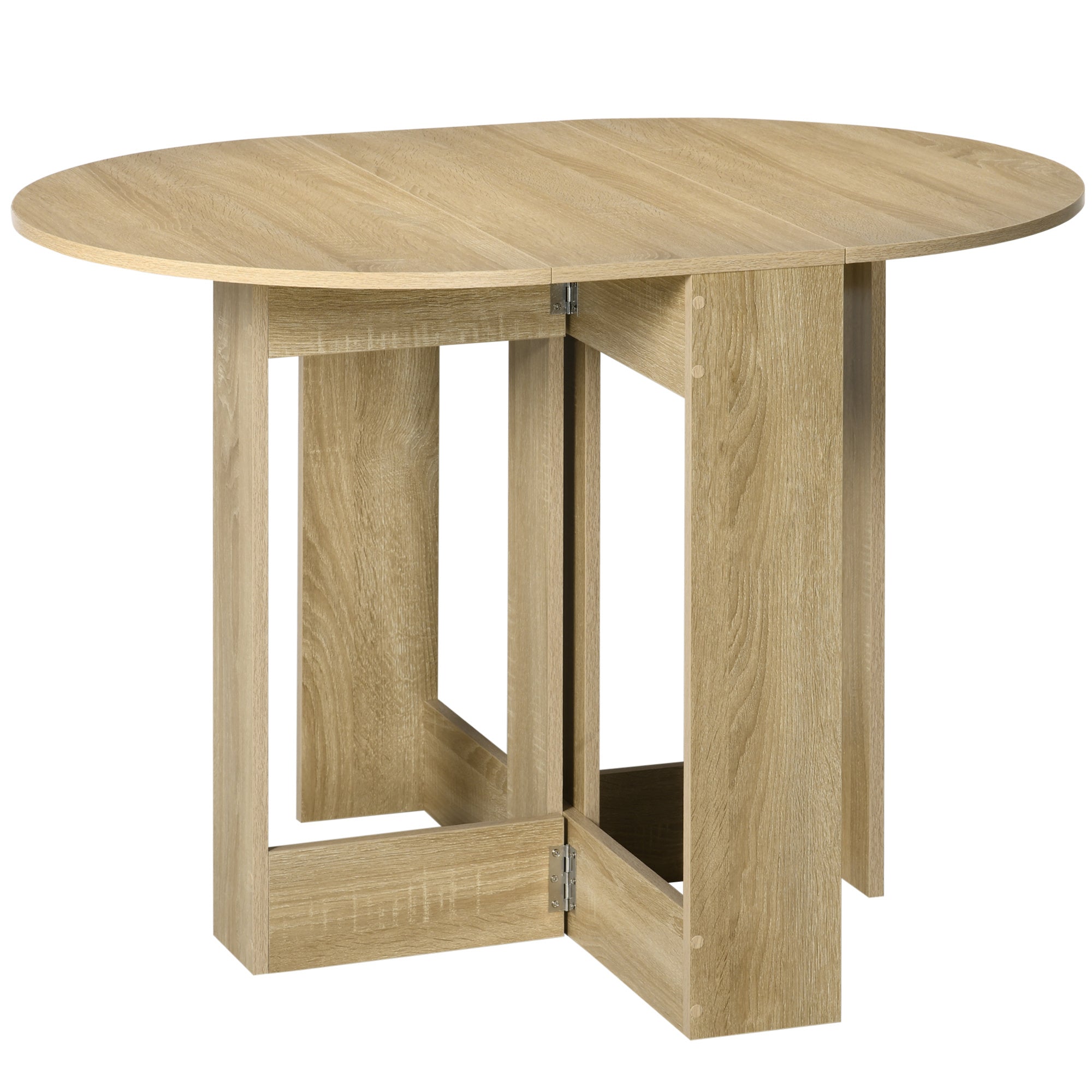 HOMCOM Space-saving Drop Leaf Table, Folding Dining Table for Small Space, Kitchen, Dining Room, Oak - North Peak Garden Furniture
