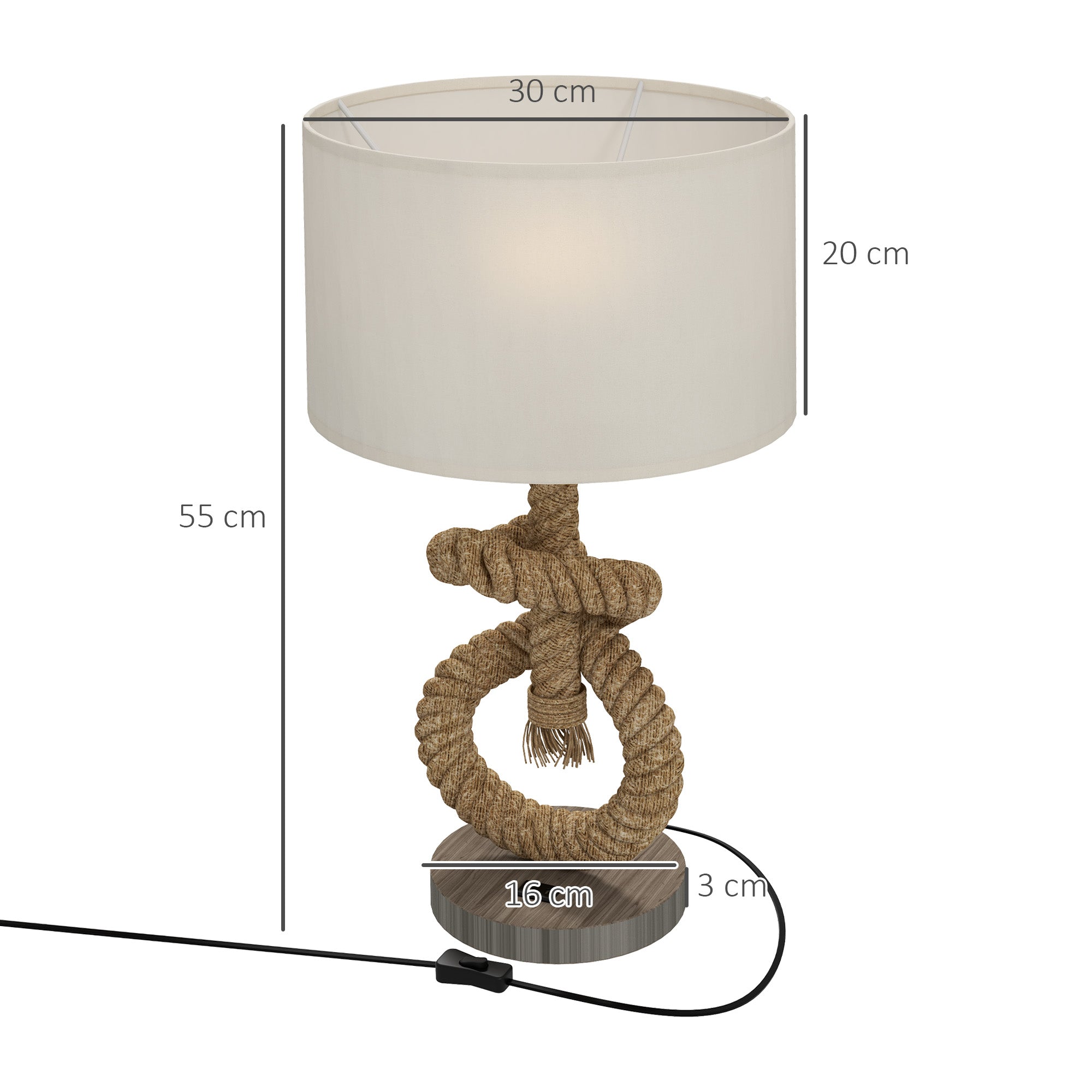 HOMCOM Nautical LED Table Lamp with USB Charging Port, Bedside Desk Lamp for Bedroom, Living Room, Home Office - North Peak Garden Furniture