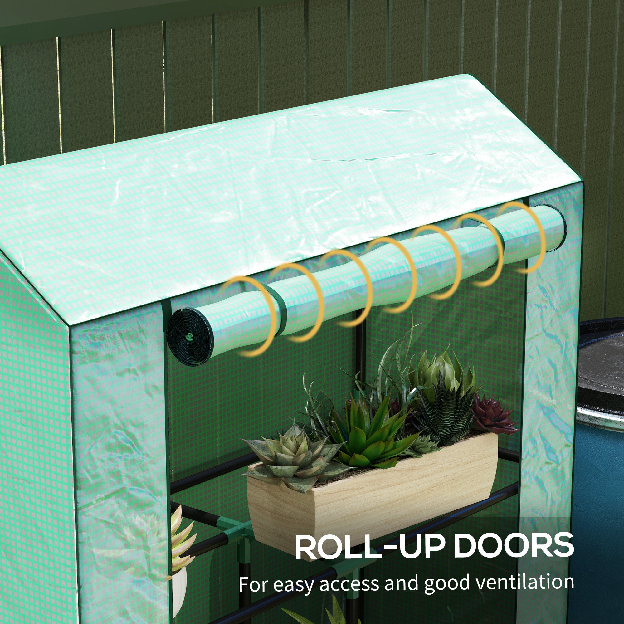 Outsunny 40 x 100cm Three Shelf Steel Frame Greenhouse - Green - North Peak Garden Furniture