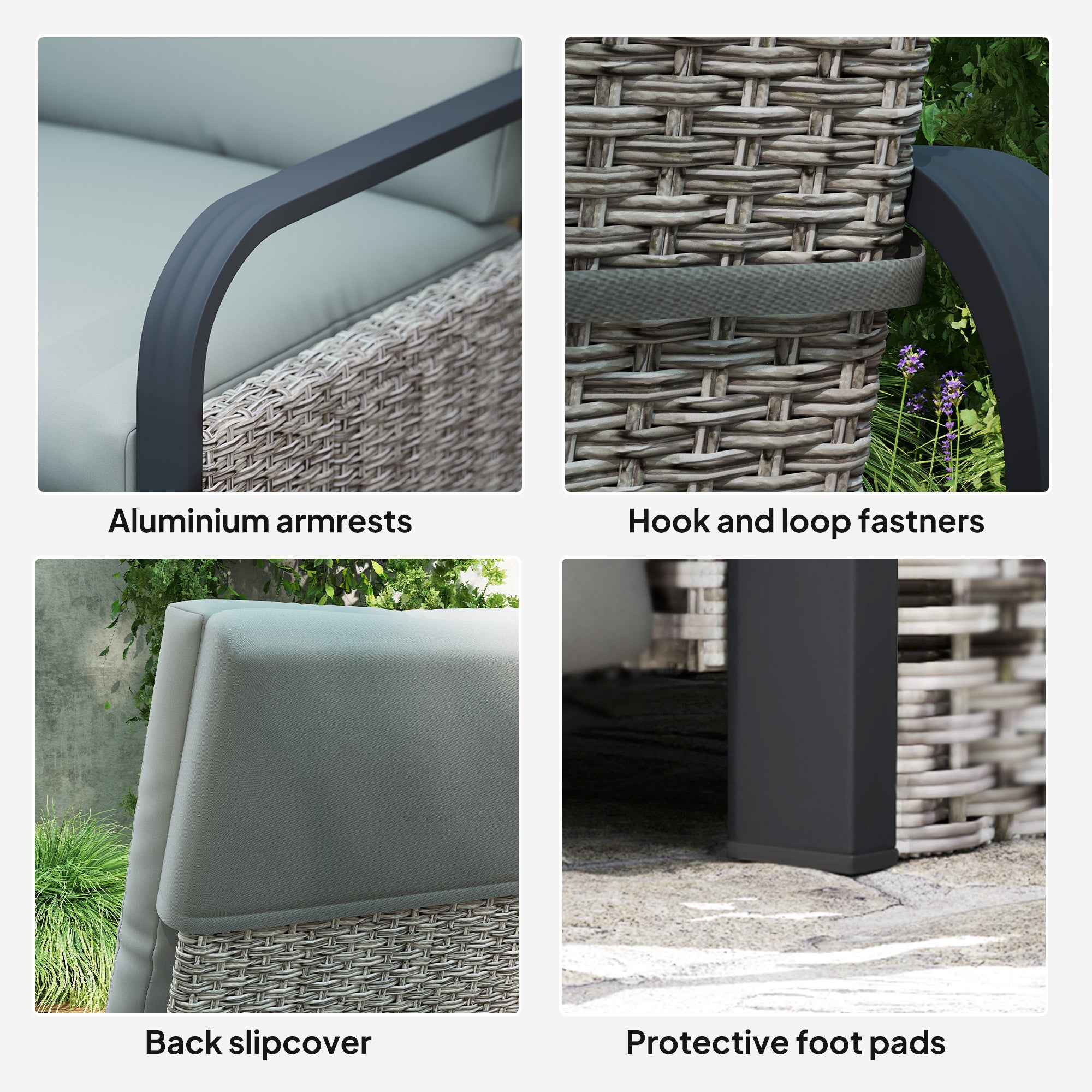 Outsunny 140° Reclining Rattan Armchair - Mixed Grey - North Peak Garden Furniture