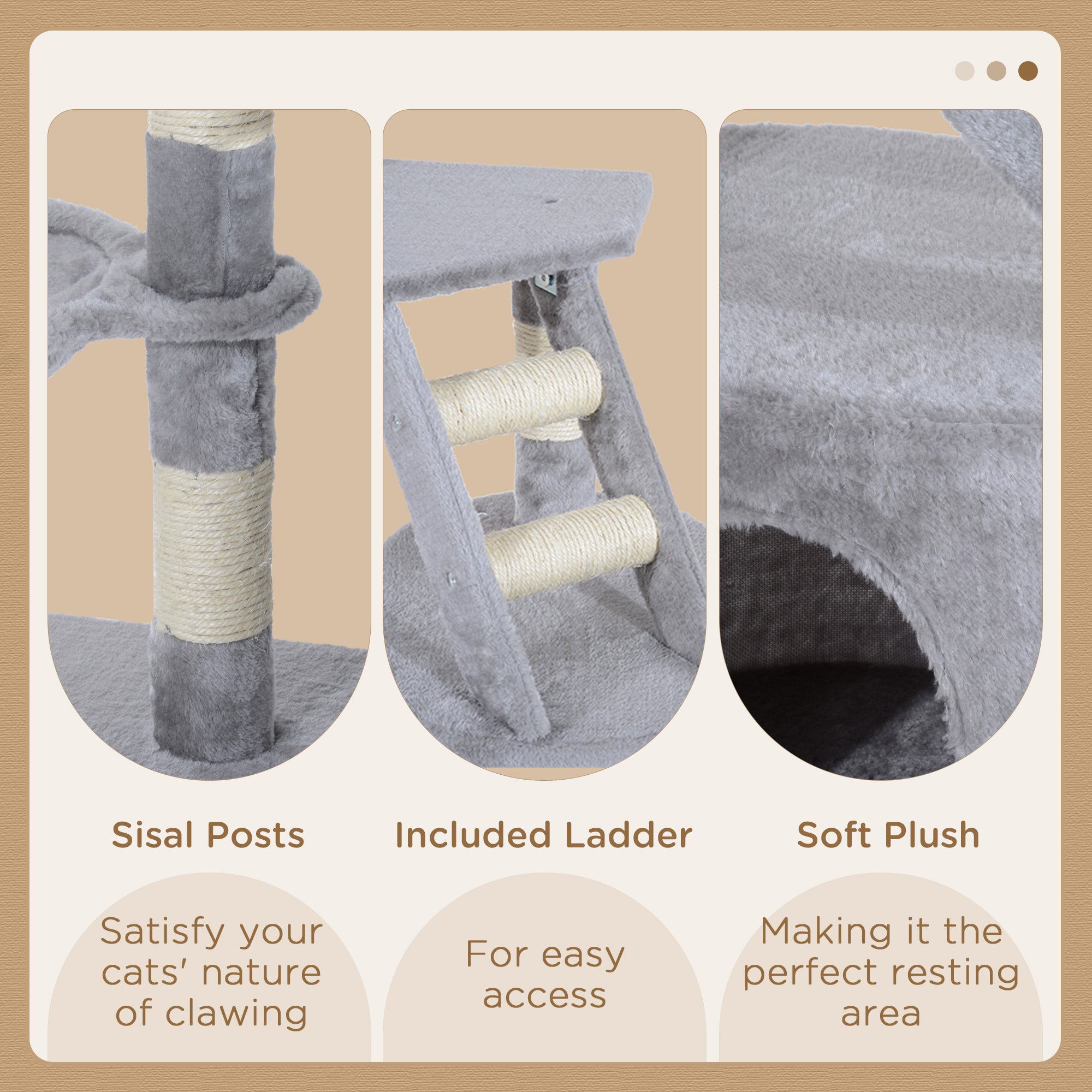 PawHut Cat Tree for Indoor Cats Kitten Scratching Post Scratch Scratcher Climb Activity Center Play House Pet Furniture 125cm (Grey) - North Peak Garden Furniture