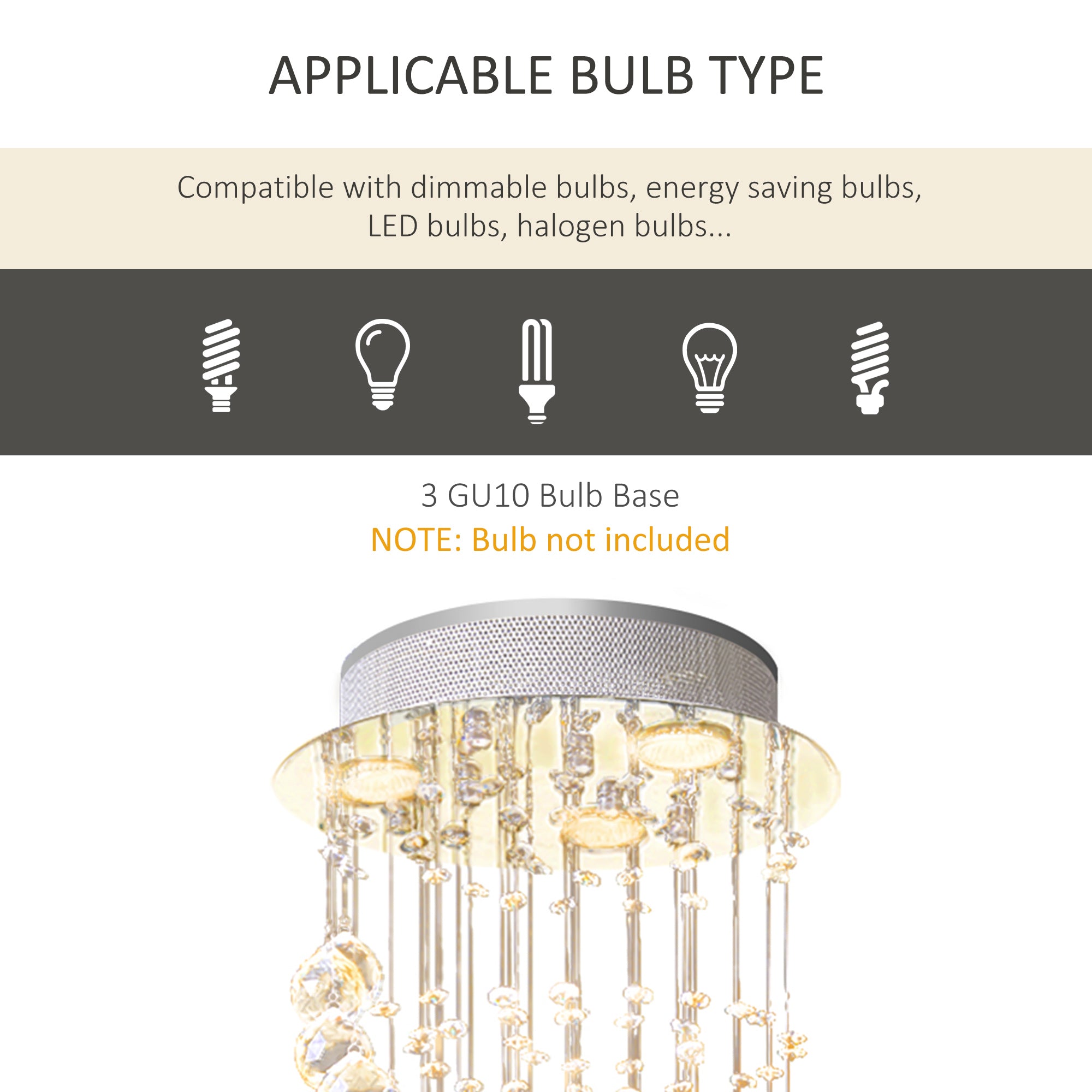 HOMCOM Modern Crystal Chandelier Ceiling Light Pendant Lamp Chrome Finish Glass Droplets New, Ф30 x 120cm - North Peak Garden Furniture