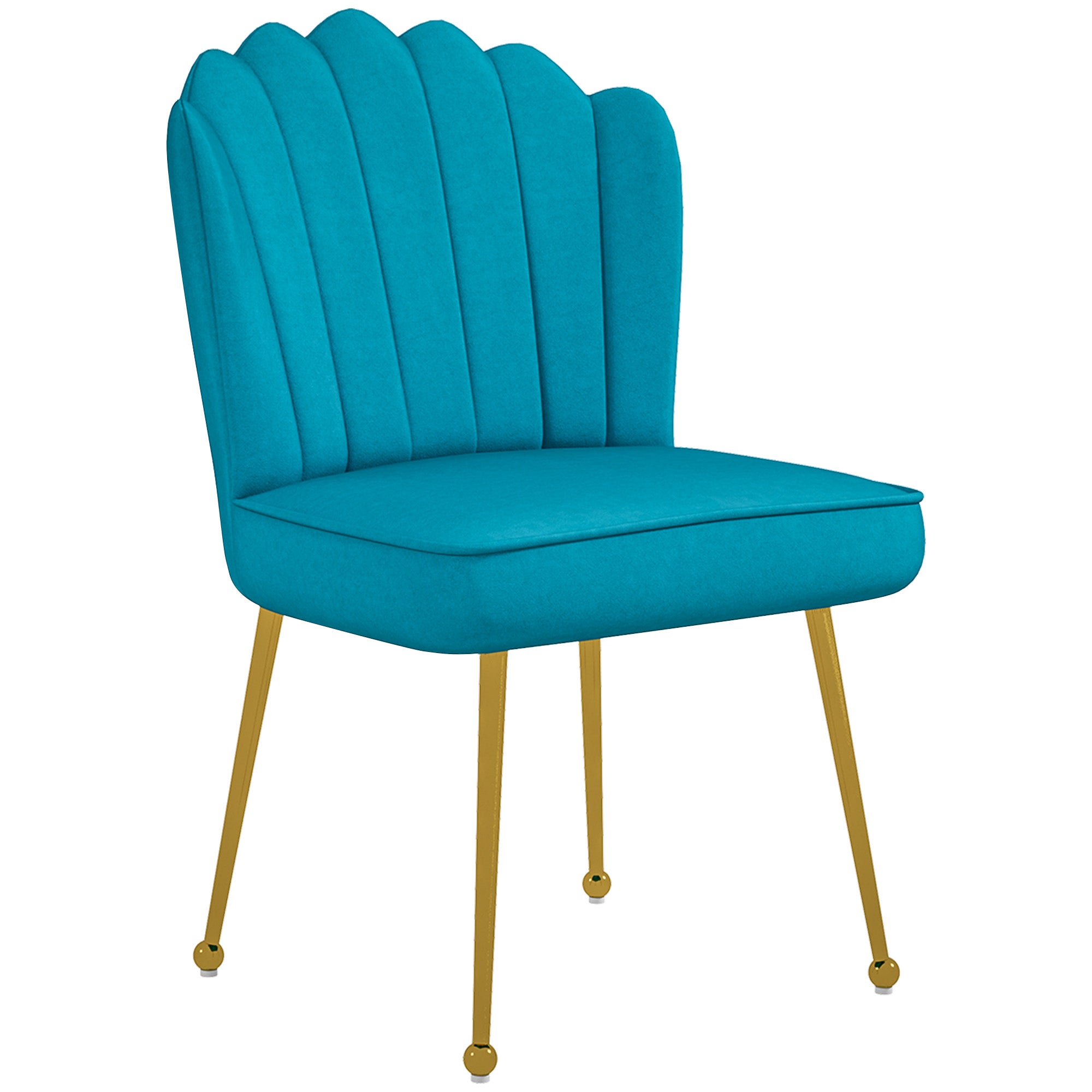 HOMCOM Velvet-Feel Shell Accent Chair - Blue - North Peak Garden Furniture