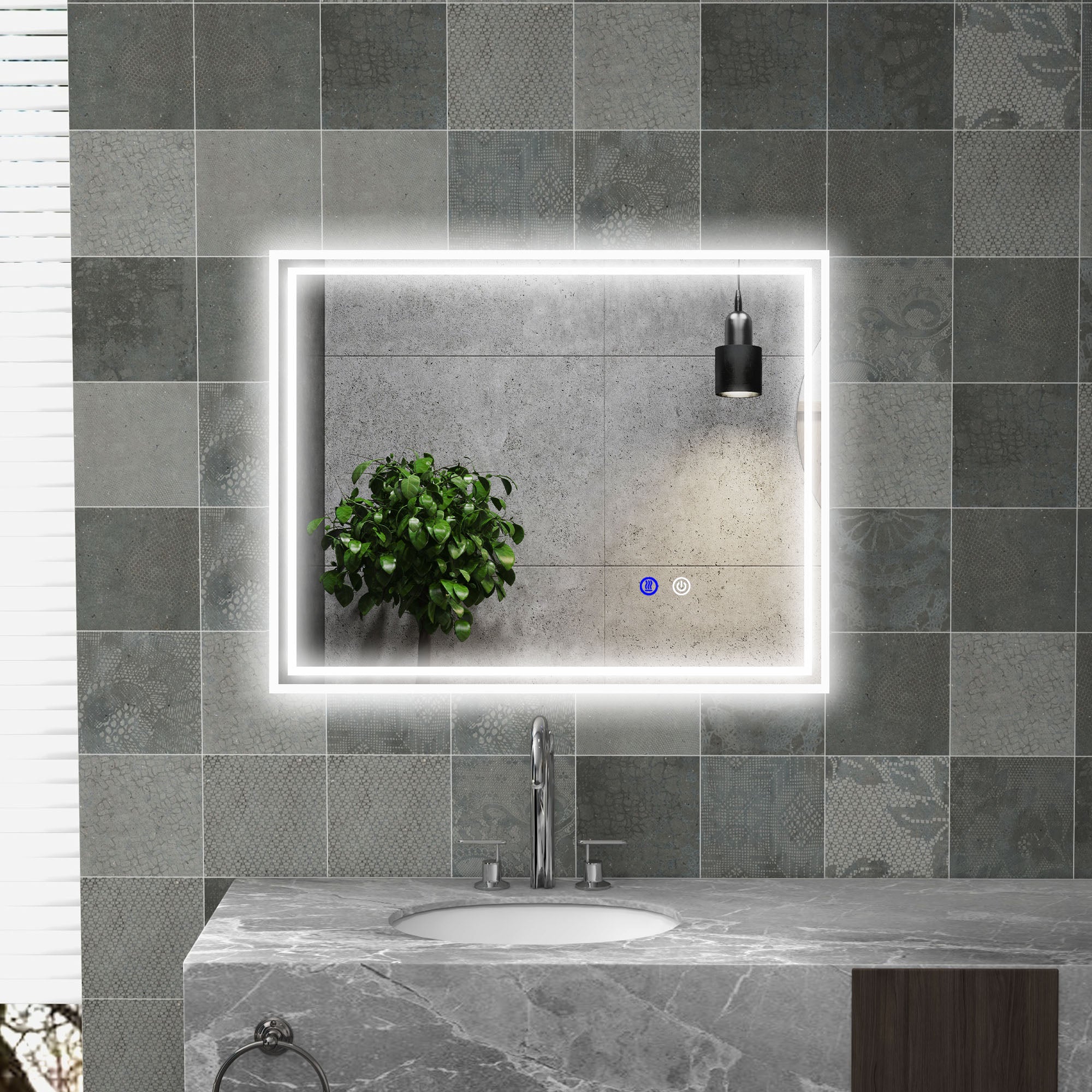 kleankin LED Bathroom Mirror with Lights, Illuminated Makeup Mirror, Vanity Mirror with 3 Colour, Smart Touch, Anti-Fog