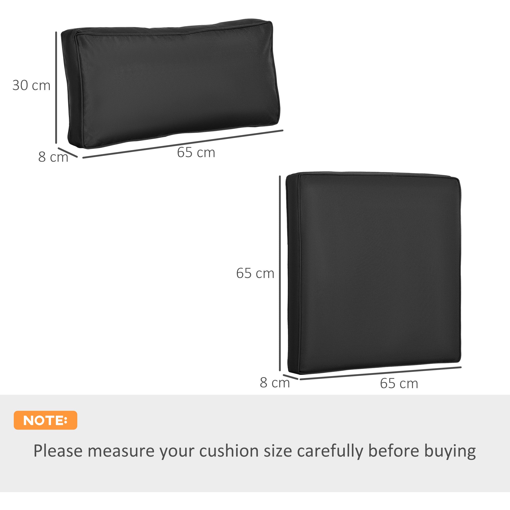 Outsunny Replacement Cushions for Rattan Furniture, 14 Piece Outdoor Seat Cushion Pad for Patio Conversation Set, 7 Seat Cushions and 7 Back Cushions, Black - North Peak Garden Furniture