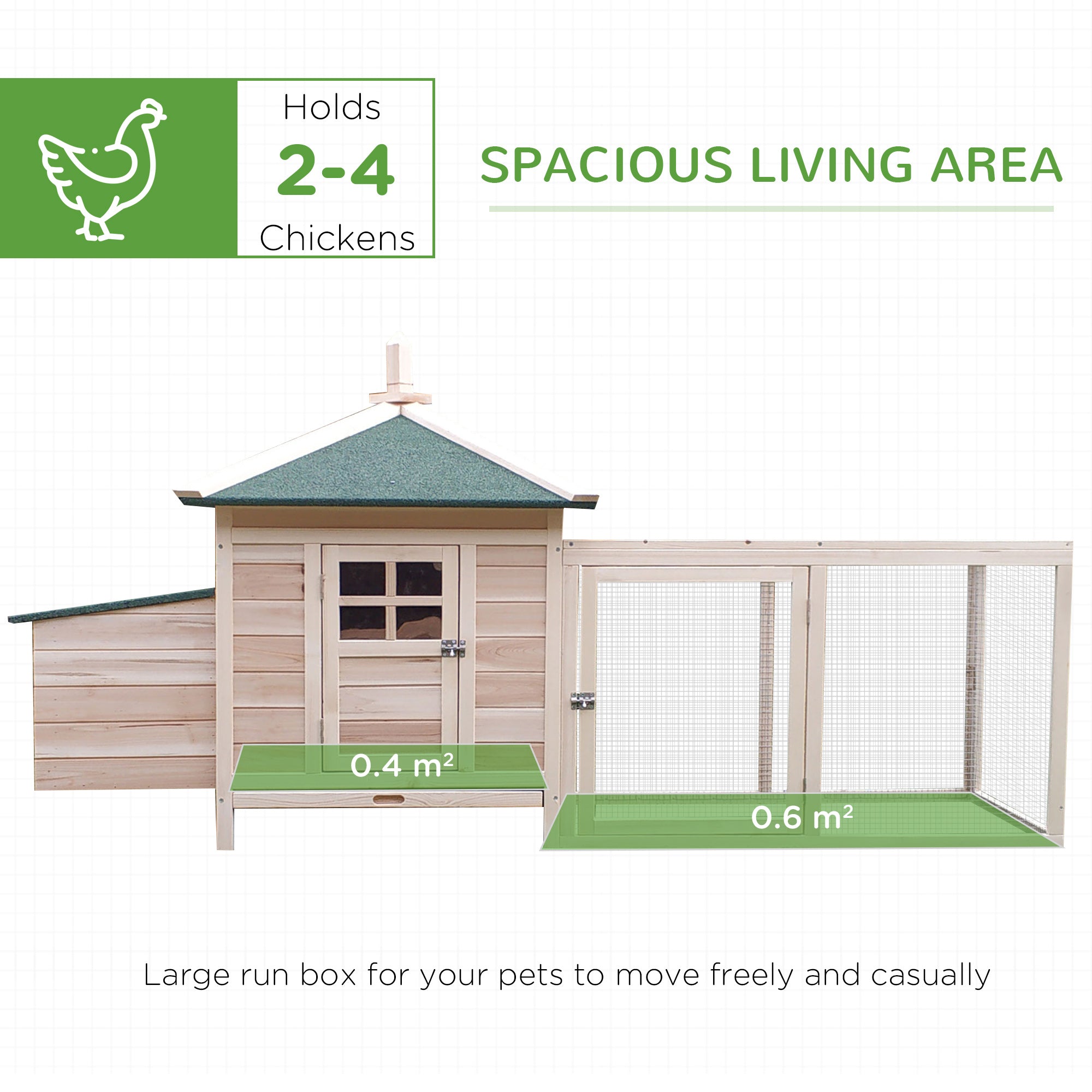 PawHut Chicken Coop Small Animal Pet Cage w/ Nesting Box Outdoor Run Backyard Wooden - North Peak Garden Furniture