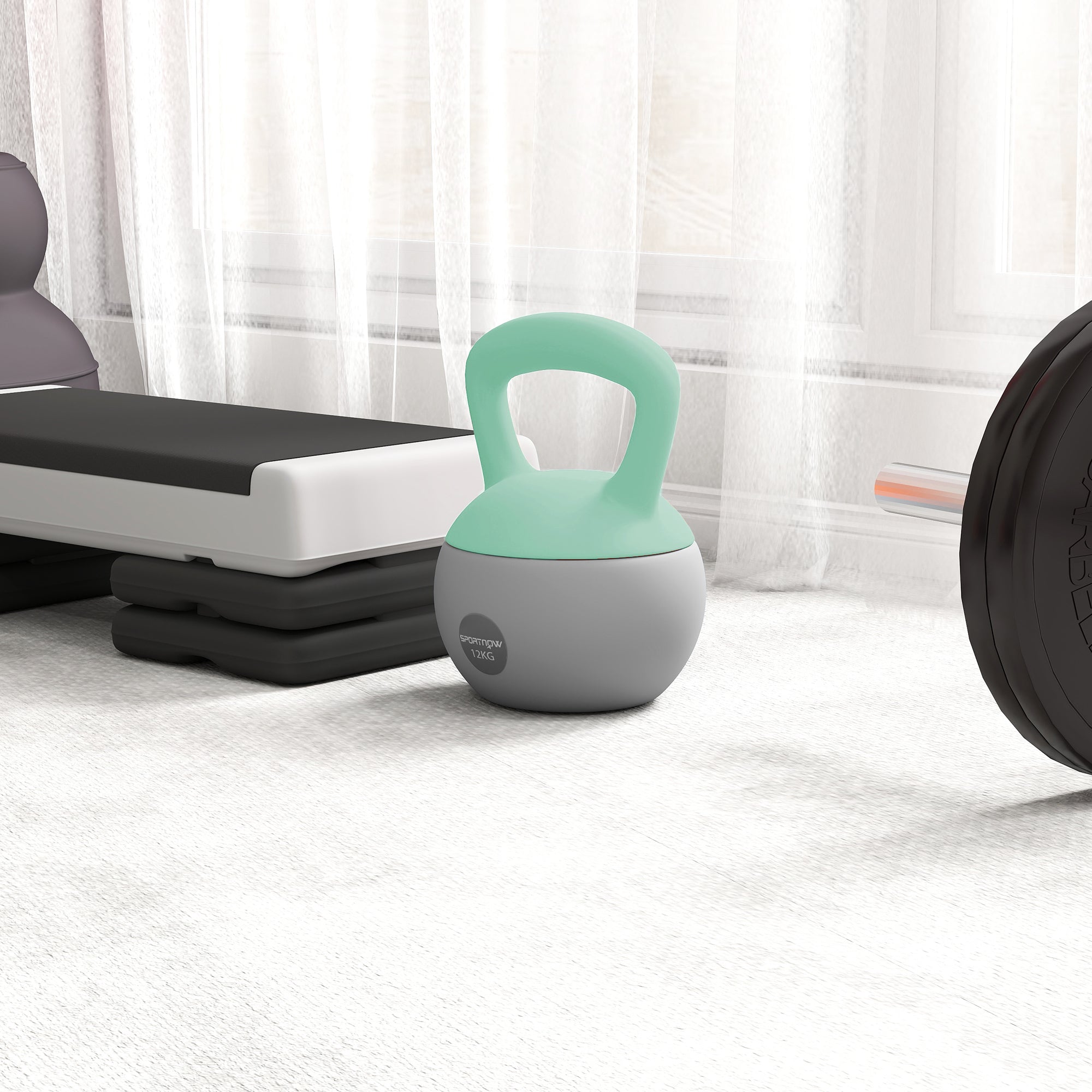 SPORTNOW 12KG Soft Kettlebell, Kettlebell with Non-Slip Handle for Home Gym, Weight Lifting, Strength Training, Green/Grey - North Peak Garden Furniture