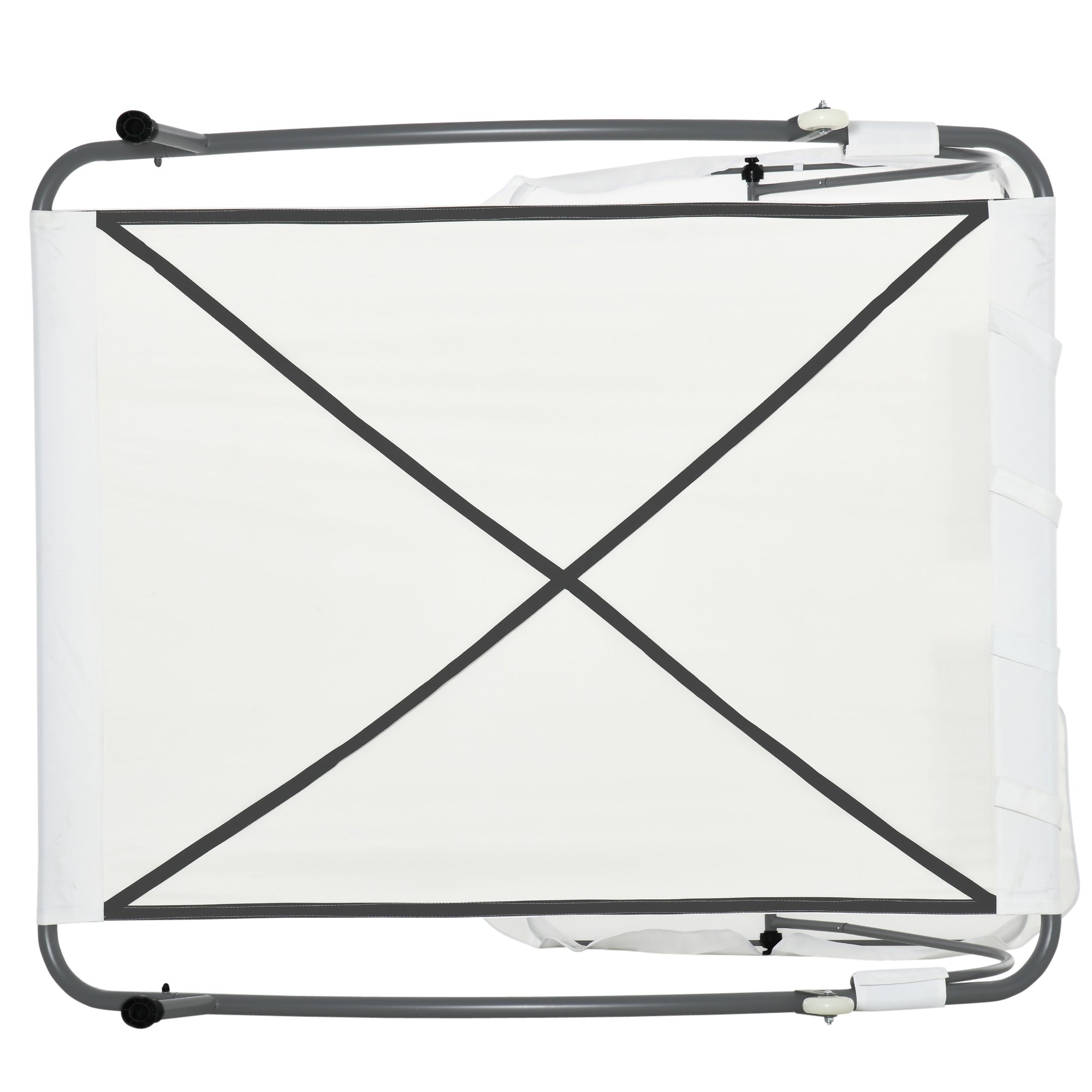 Outsunny Patio Double Hammock Sun Lounger Bed w/ Canopy Shelter, Wheels & 2 Pillows, White - North Peak Garden Furniture