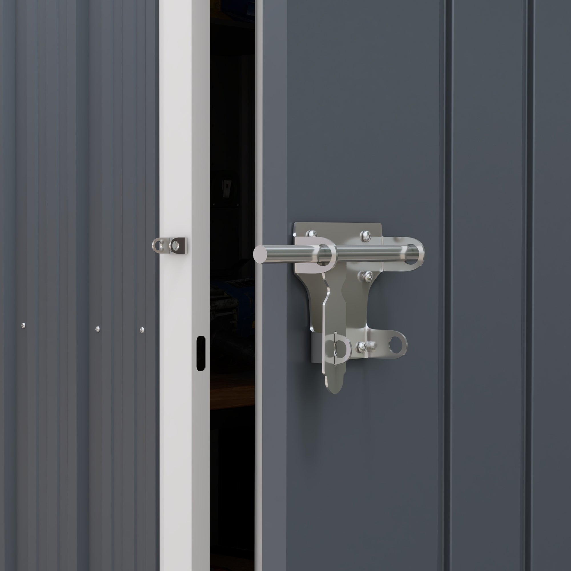 Outsunny 7 x 6ft Galvanised Garden Shed, with Latch - Dark Grey - North Peak Garden Furniture