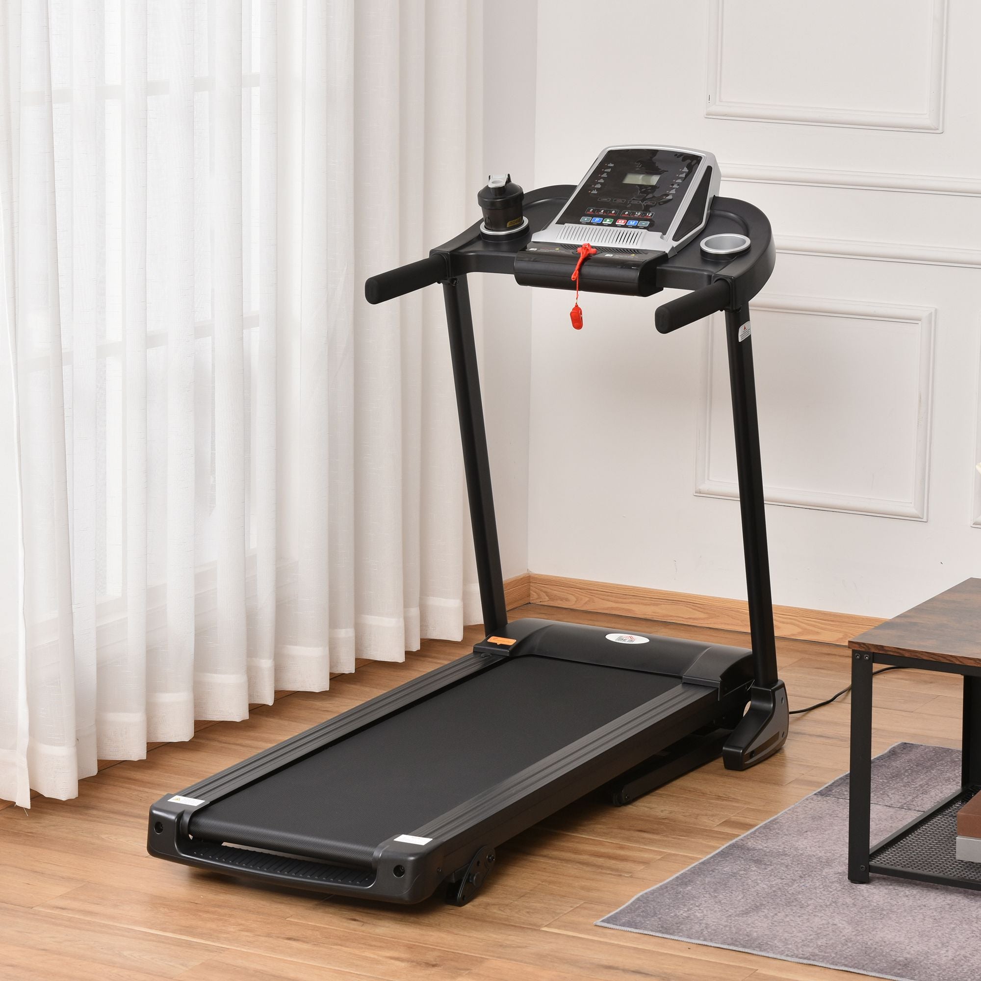 HOMCOM Folding Treadmill, 2.0HP Incline Treadmill Running Machine, 12.8 km/h, with LED Display, Manual Incline, 12 Preset Programs, Drink & Phone Holder for Home Gym Fitness - North Peak Garden Furniture