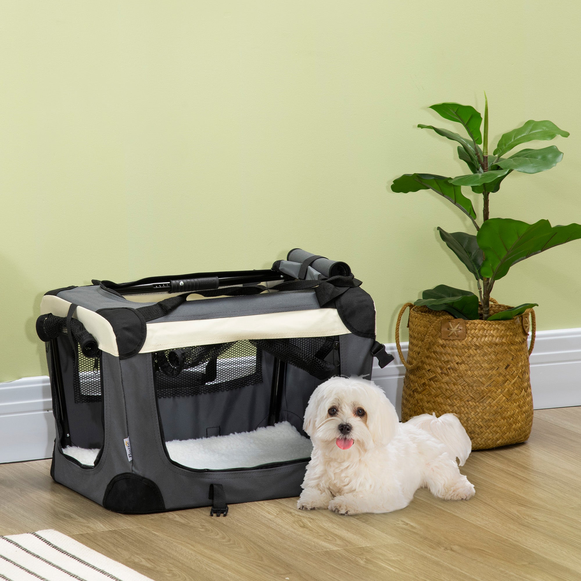 PawHut 51cm Foldable Pet Carrier, with Cushion, for Mini Dogs and Cats - Grey