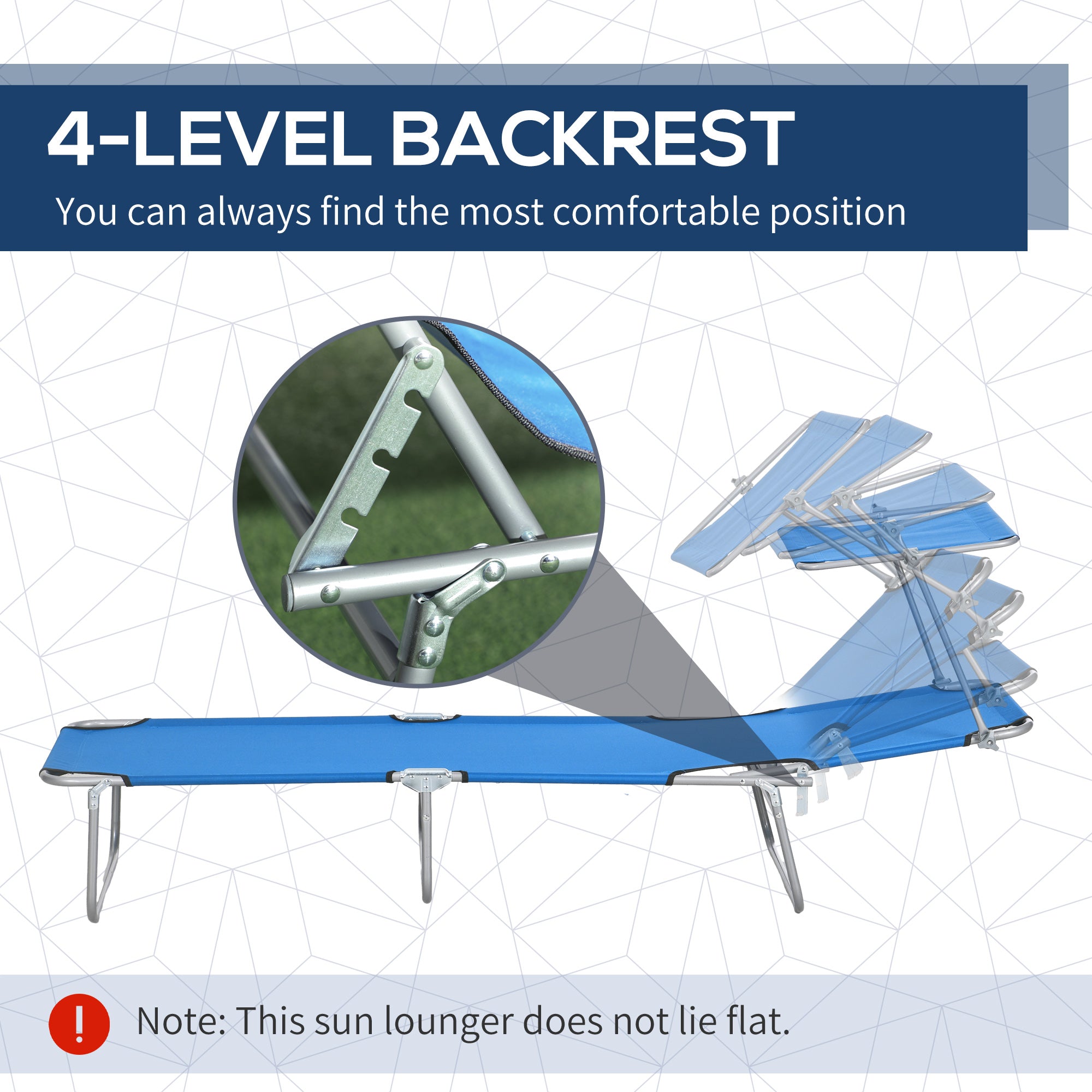 Outsunny Sun Lounger, with Adjustable Face Canopy - Bright Blue - North Peak Garden Furniture