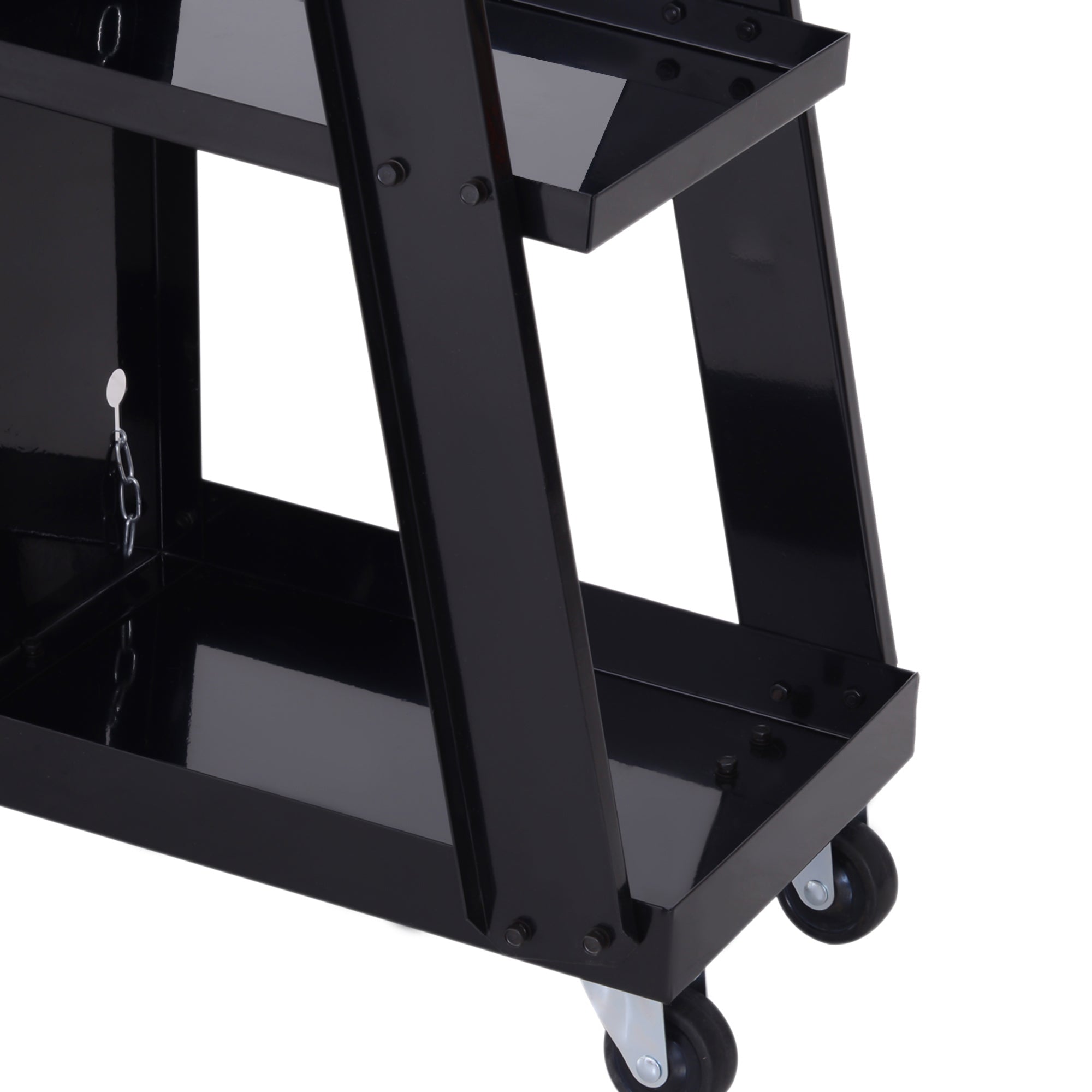 DURHAND Welding Cart Welder Trolley Garage for Gas Bottles w/ Safety Chain, Wheels, Black - North Peak Garden Furniture