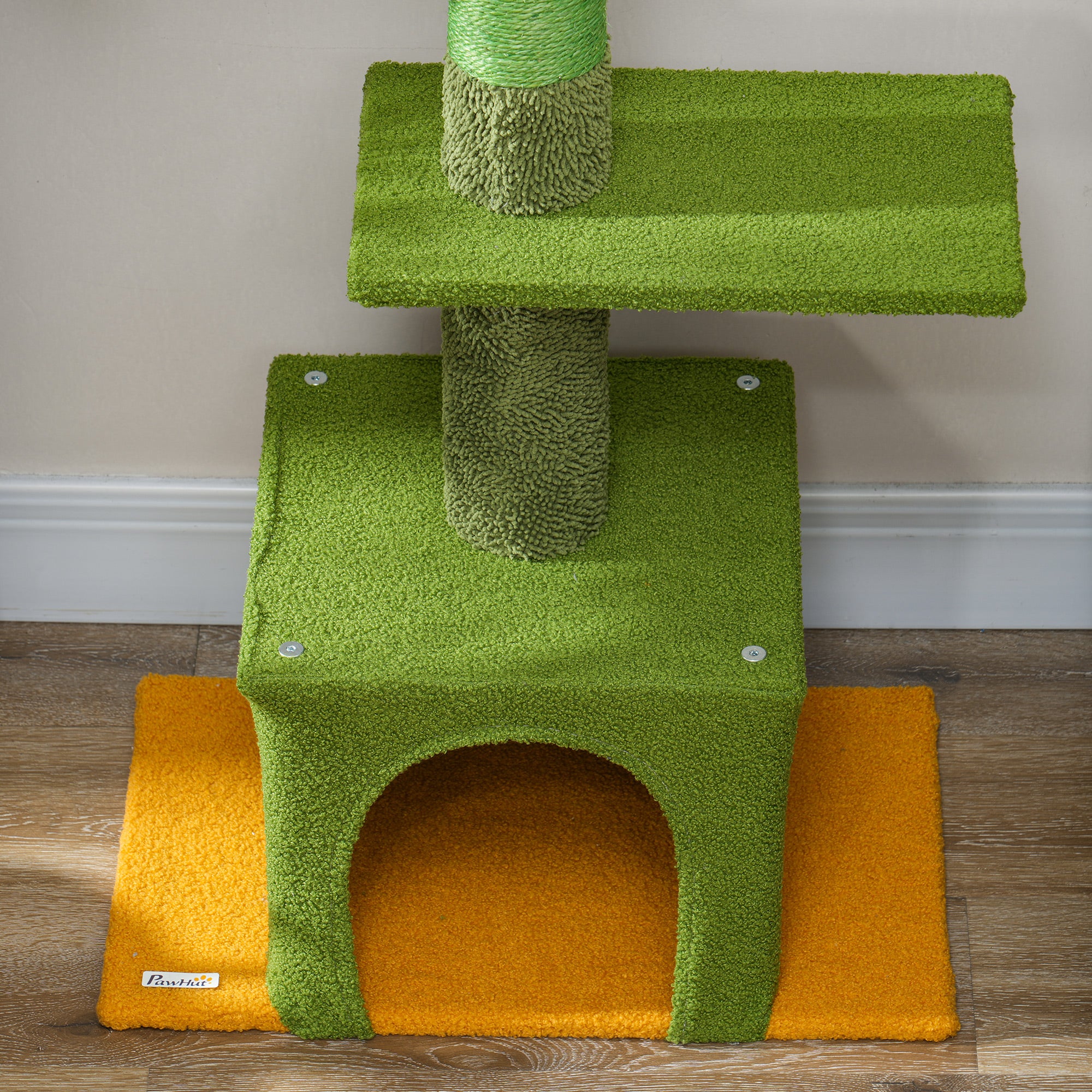 PawHut 230-275cm Floor-to-Ceiling Adjustable Cat Tree with Scratching Posts, Hammock - North Peak Garden Furniture