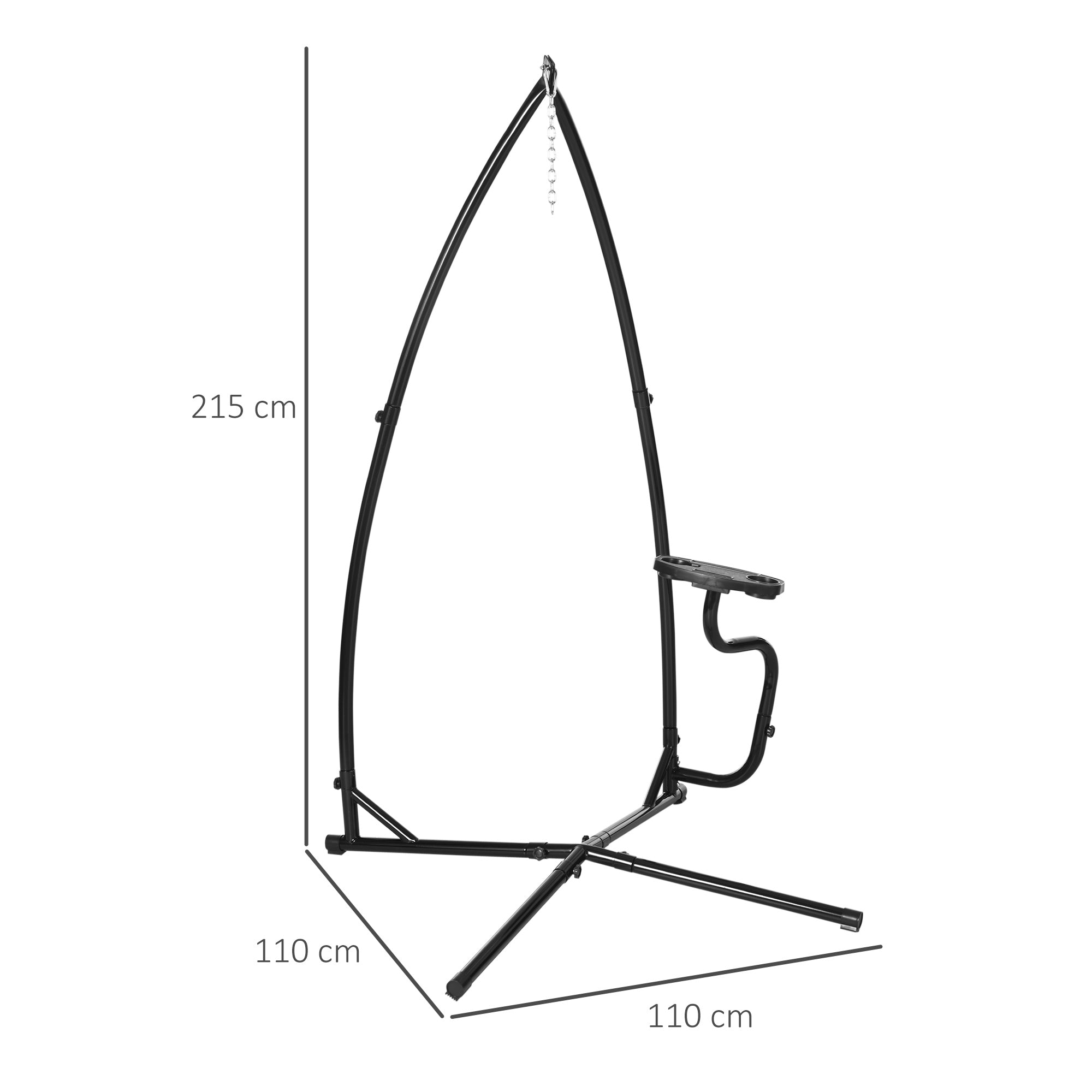 Outsunny Hammock Chair Stand Only Construction Heavy Duty Metal C-Stand for Hanging Hammock Chair Porch Swing Indoor or Outdoor Use - North Peak Garden Furniture
