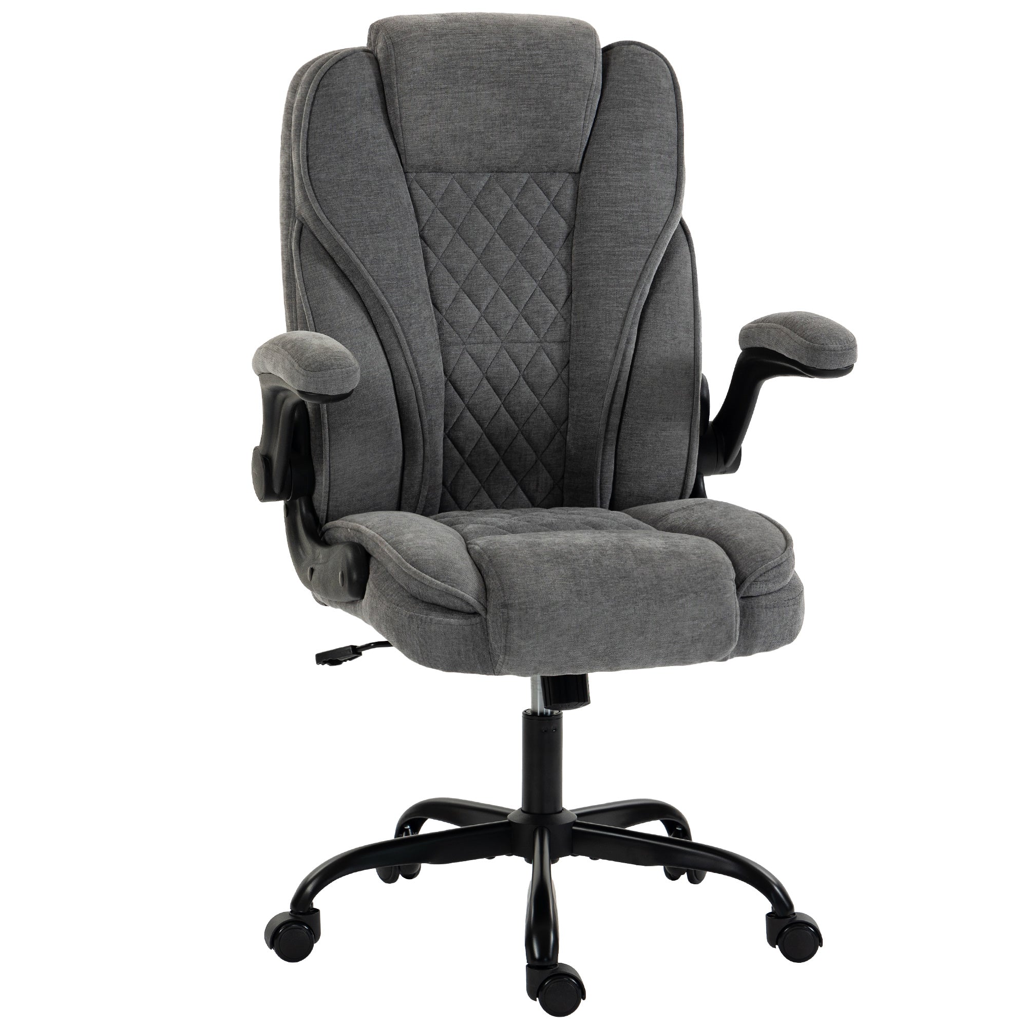 HOMCOM Office Chair, Ergonomic Desk Chair with Flip-up Armrest, Pocket Springs, Swivel Wheels, Adjustable Height, Grey