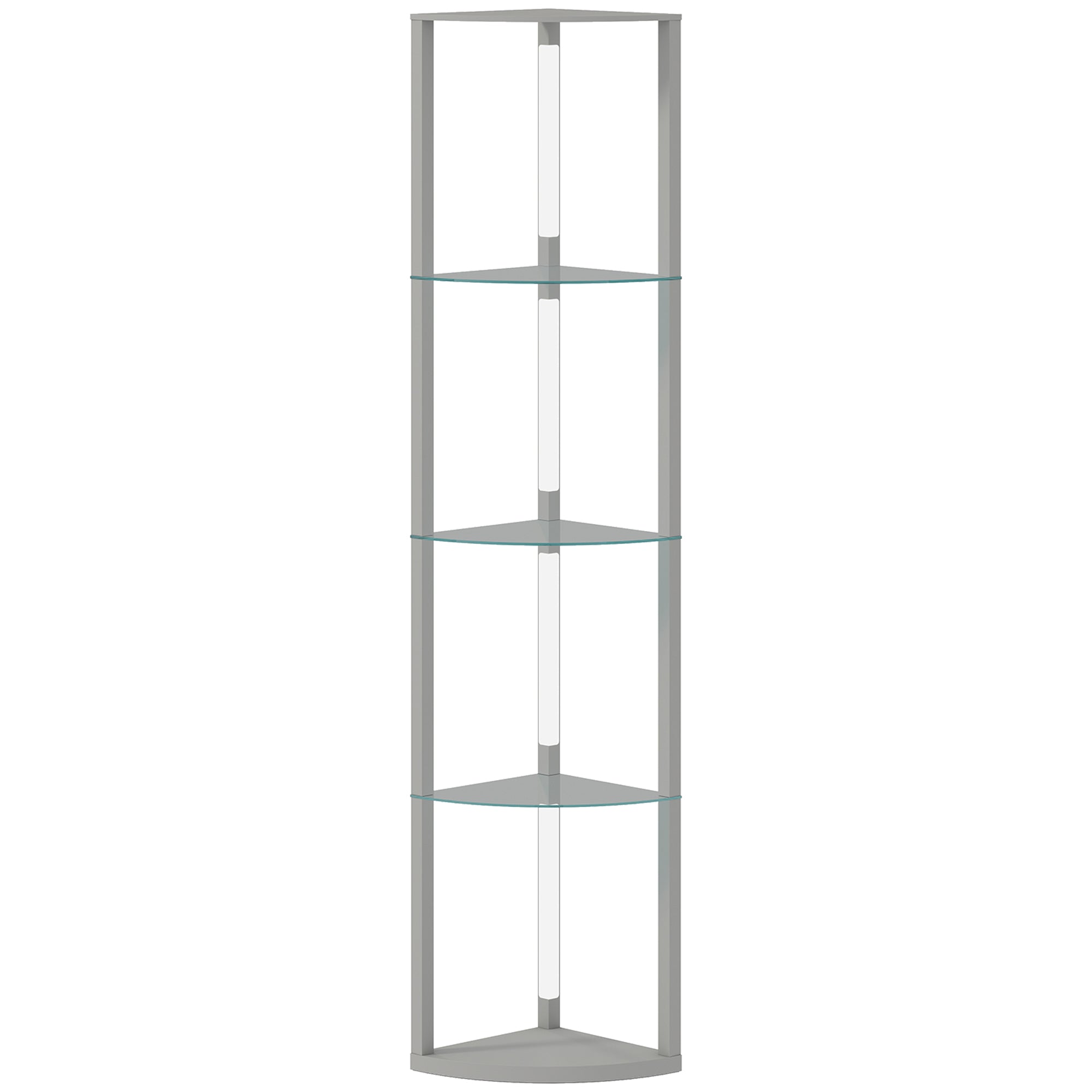 HOMCOM LED Floor Lamp with Shelves, Dimmable Standing Lamp with Foot Switch for Living Room, Bedroom, Grey