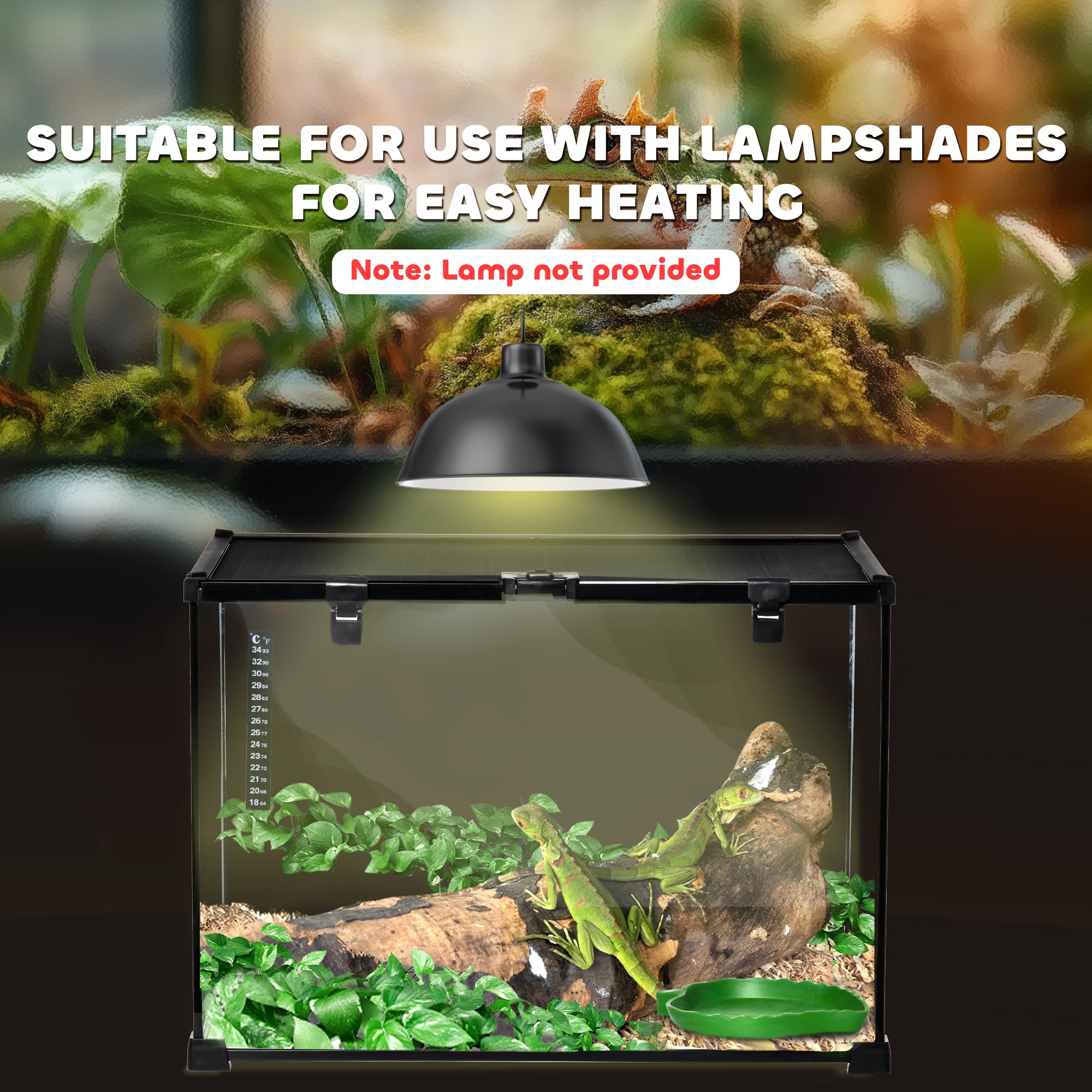 PawHut Glass Reptile Terrarium Insect Breeding Tank Vivarium Habitats with Thermometer for Lizards, Horned Frogs, Snakes, Spiders - Large 50 x 30 x 35cm - North Peak Garden Furniture
