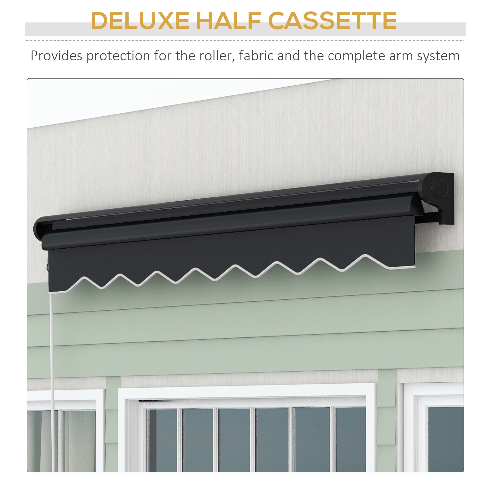 Outsunny 2 x 2.5m Electric Awning, with LED Light Strips - Grey - North Peak Garden Furniture