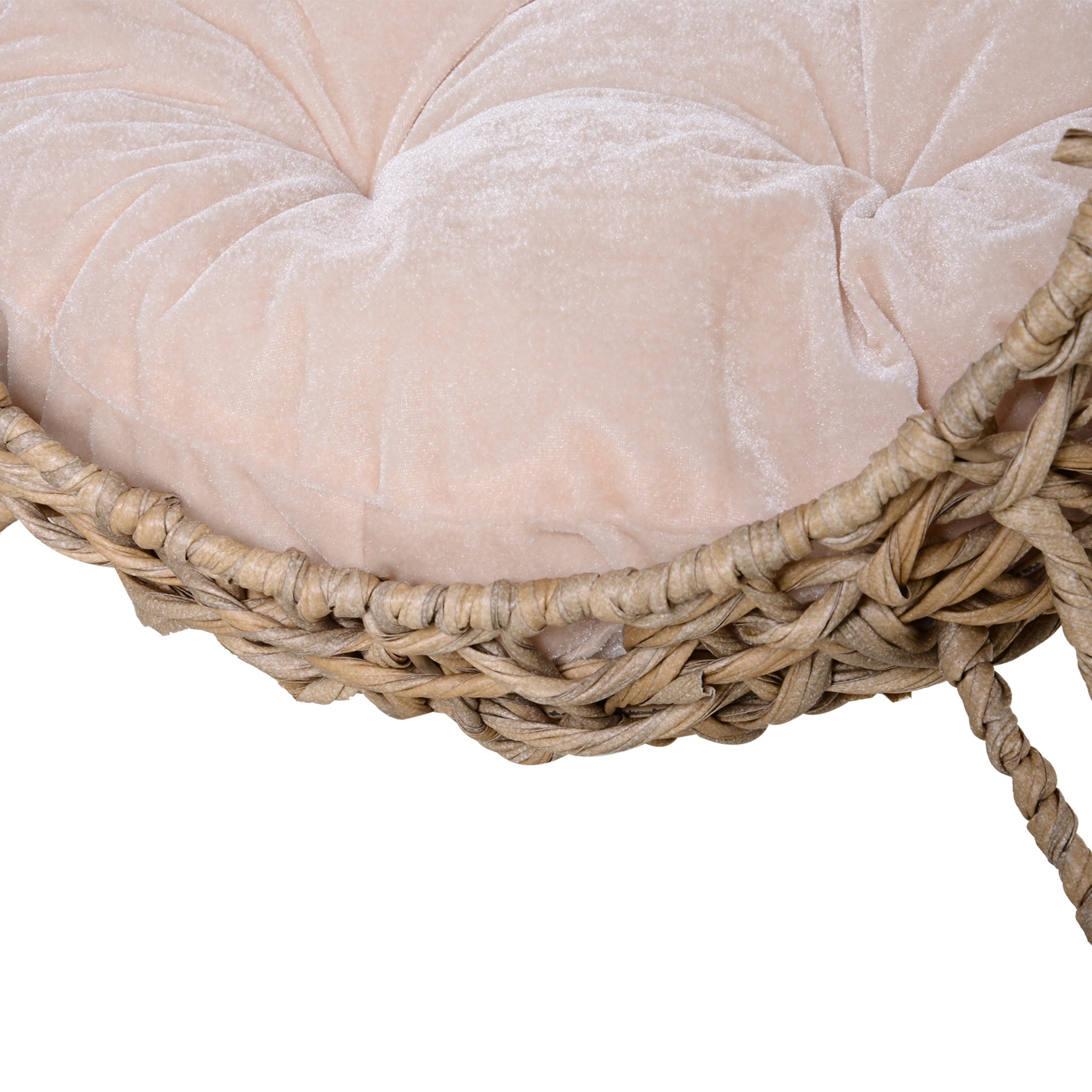 PawHut Wicker Cat Bed, Ball-Shaped Rattan Elevated Cat Basket with Three Tripod Legs, Cushion - Natural Wood Finish - North Peak Garden Furniture
