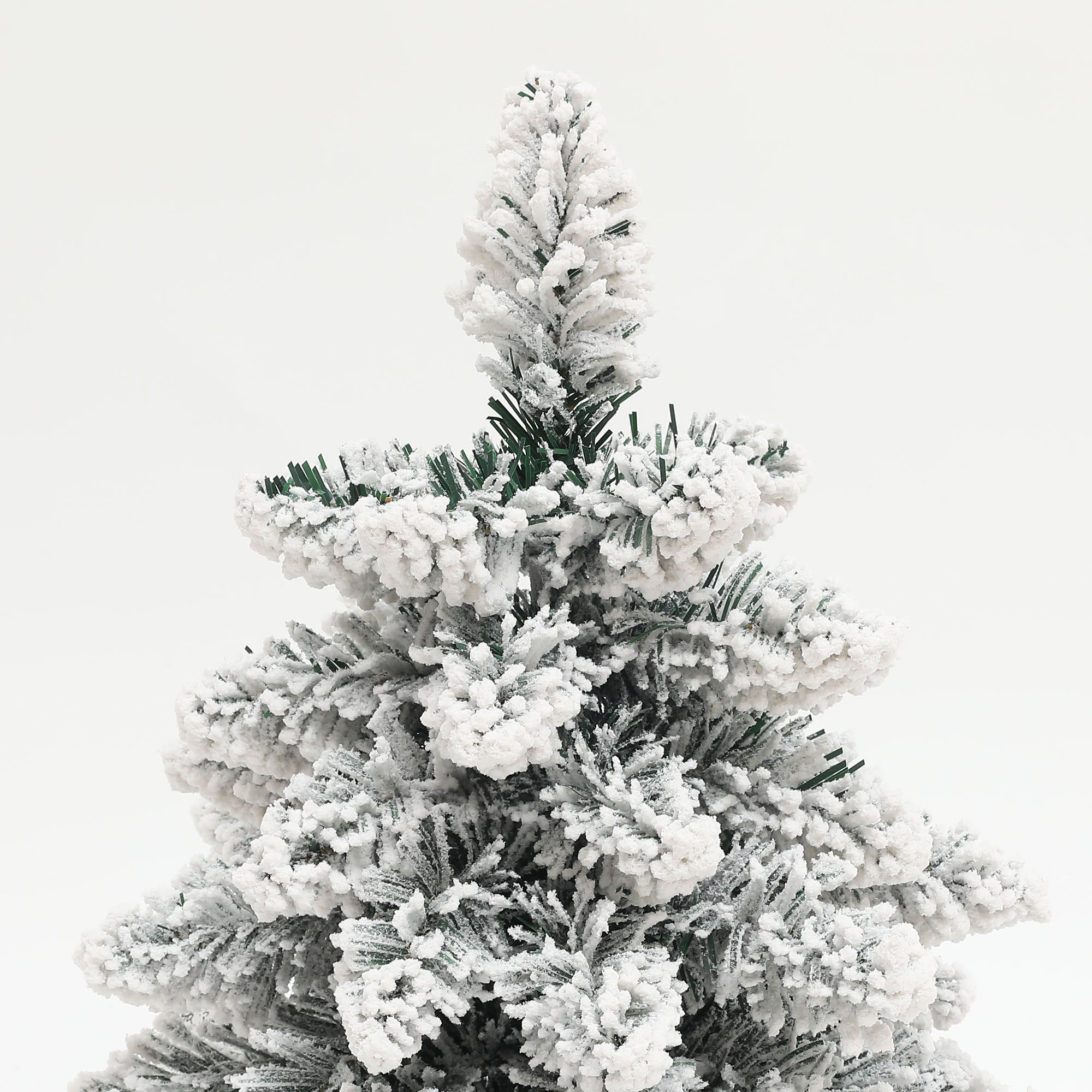 HOMCOM 1.5ft Mini Artificial Christmas Trees with Lights Set of 2, Snow Flocked Tabletop Christmas Trees with Base, Battery Operated, Desktop Party Decoration - North Peak Garden Furniture
