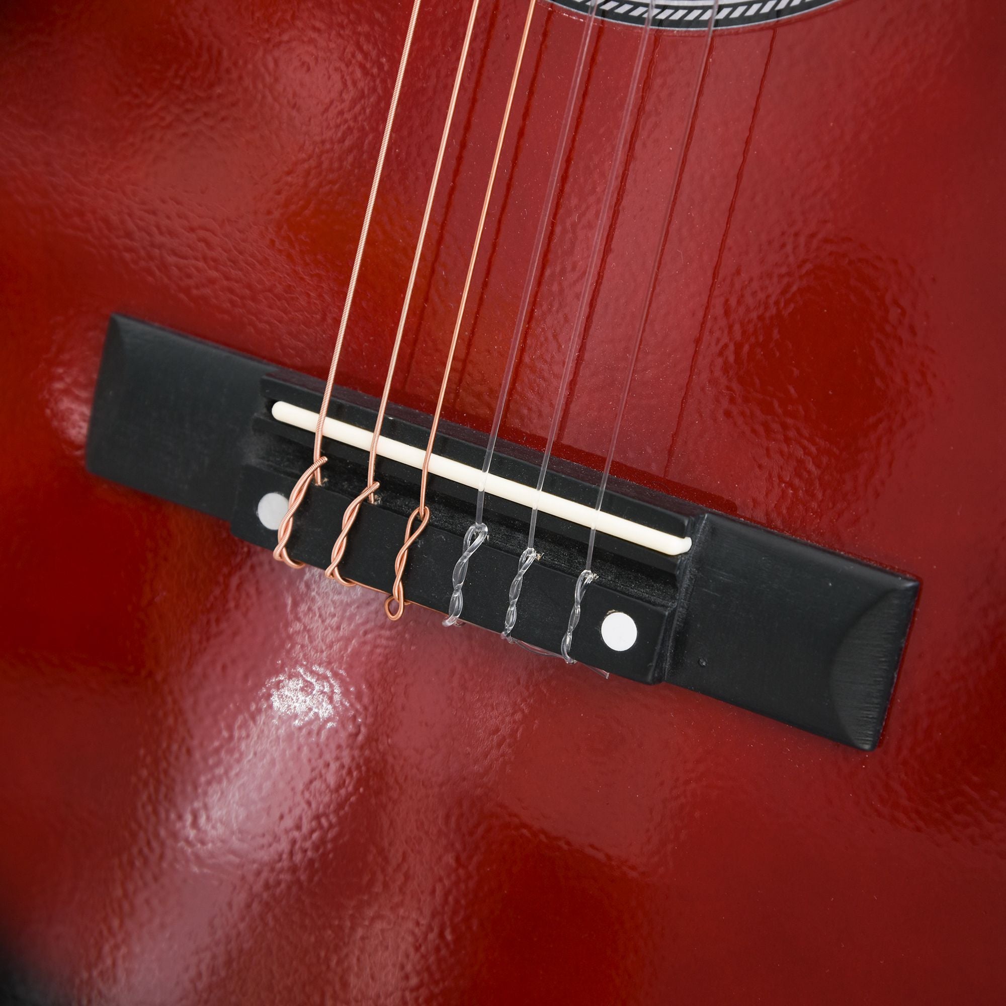 HOMCOM 36" 3/4 Beginner Acoustic Guitar Set, with Protective Case, Red