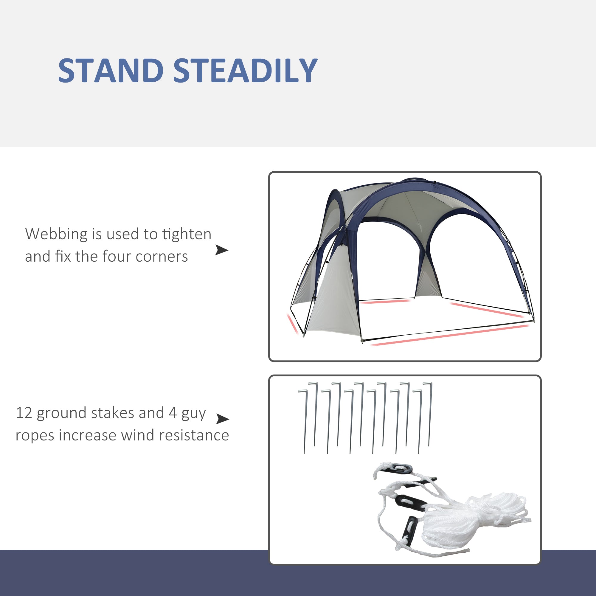 Outsunny Gazebo Party Tent, 3.5x3.5m-Cream/Blue - North Peak Garden Furniture