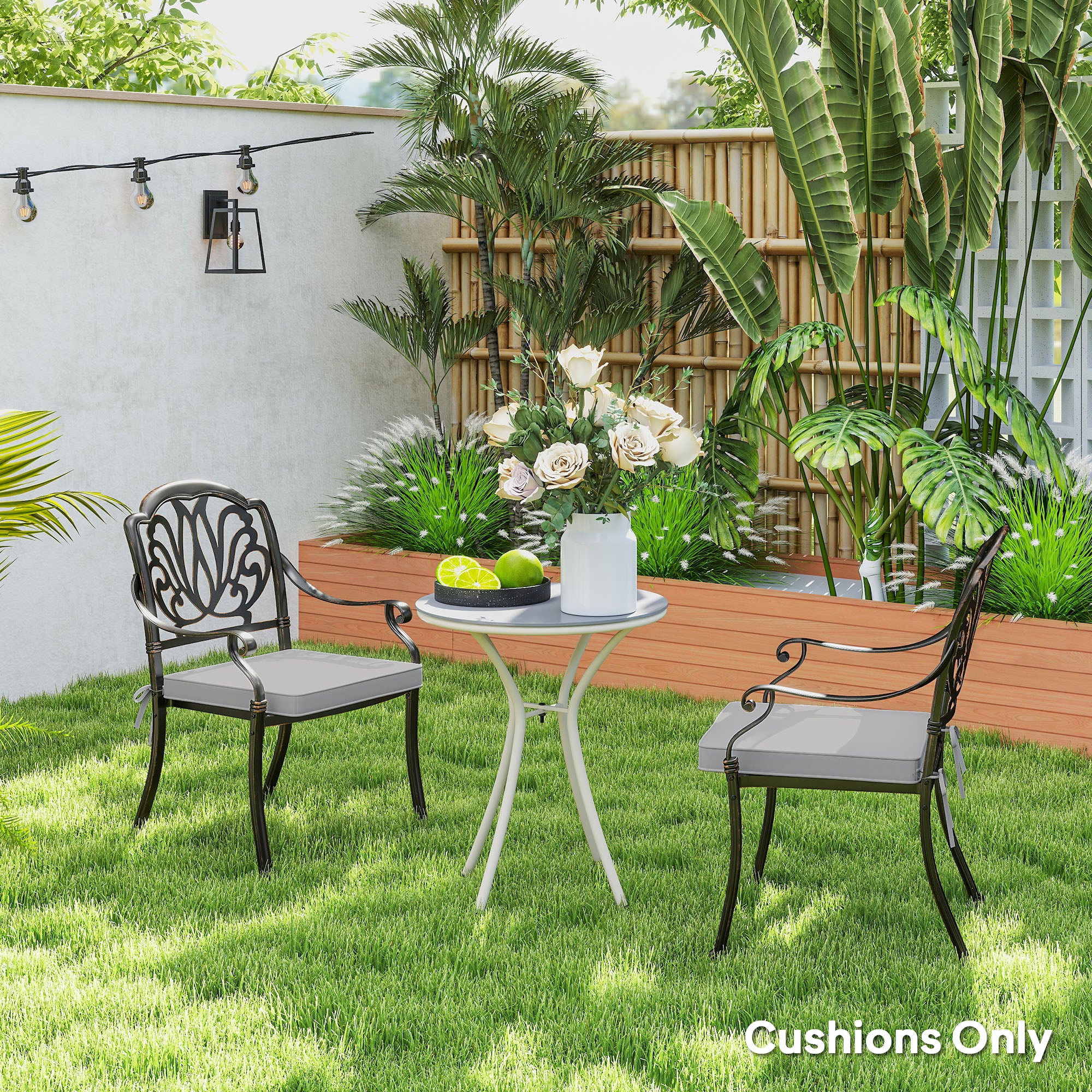 Outsunny Set of 2 Garden Chair Cushions - Light Grey - North Peak Garden Furniture