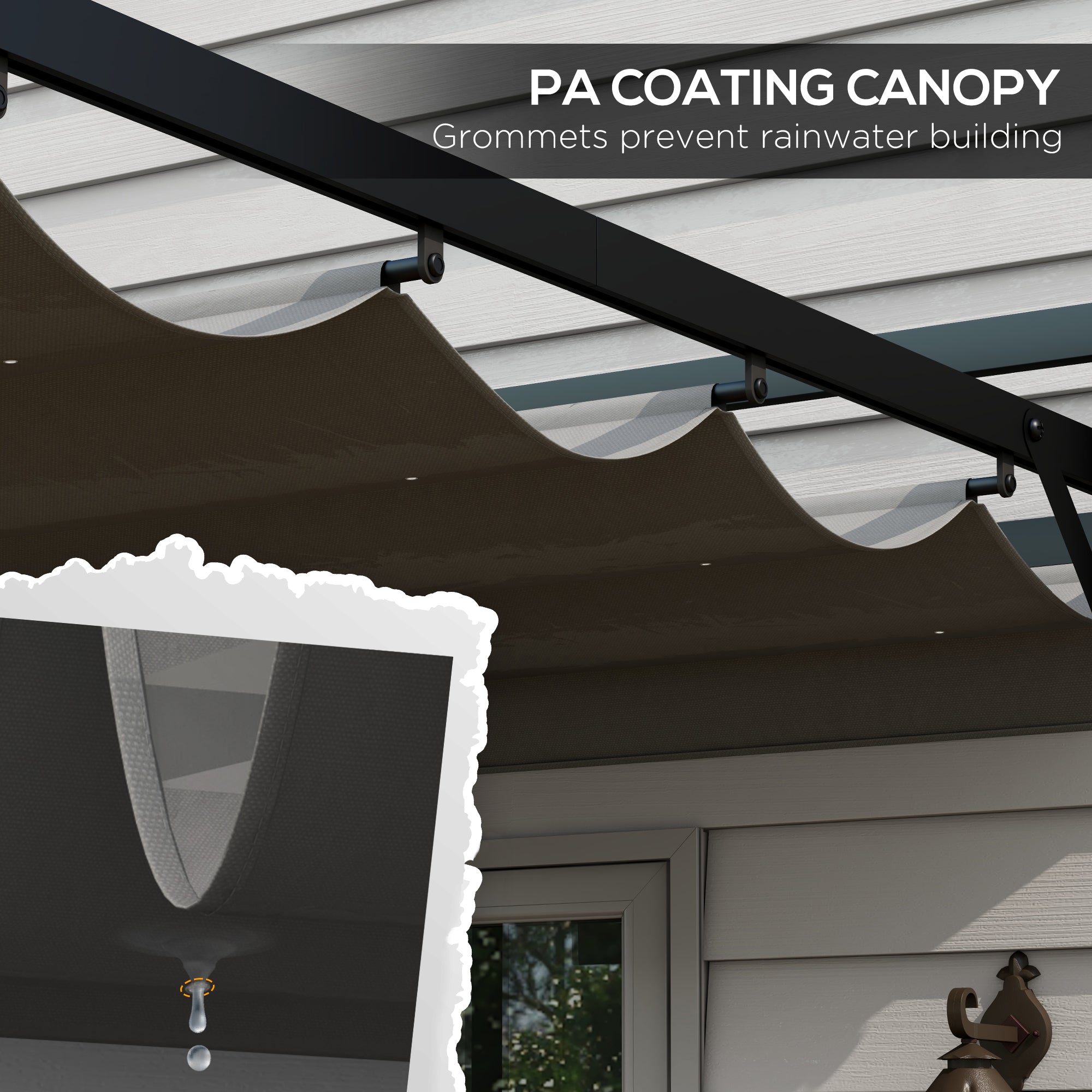 Outsunny 3 x 4m Retractable Pergola, Garden Gazebo Shelter with Aluminium Frame, for Grill, Patio, Deck, Dark Grey - North Peak Garden Furniture
